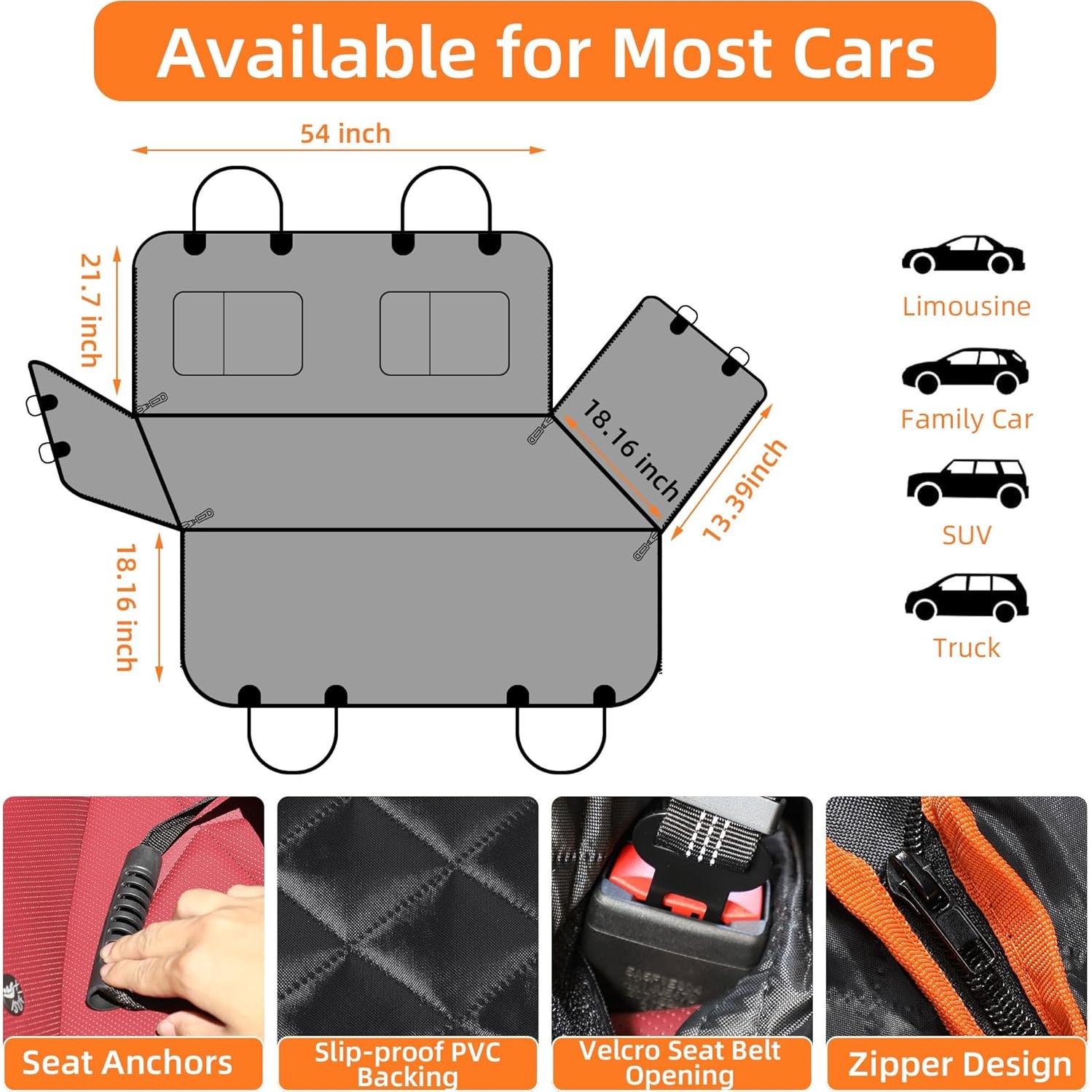 Funda para Asiento de Perro PUMUALULU Negra 137x147 cm Impermeable