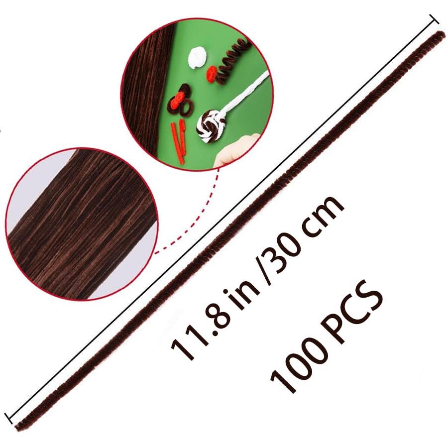 100 Limpiadores de Tubos Chenille Moufhia 30.5cm Café