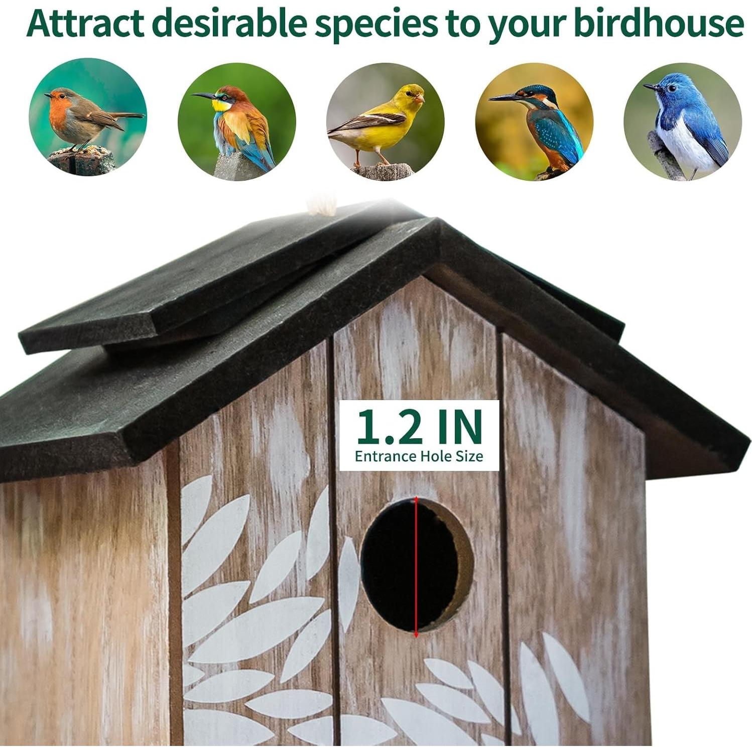 Casa de pájaros de madera Topadorn colgante ecológica 21.69x17.78 cm