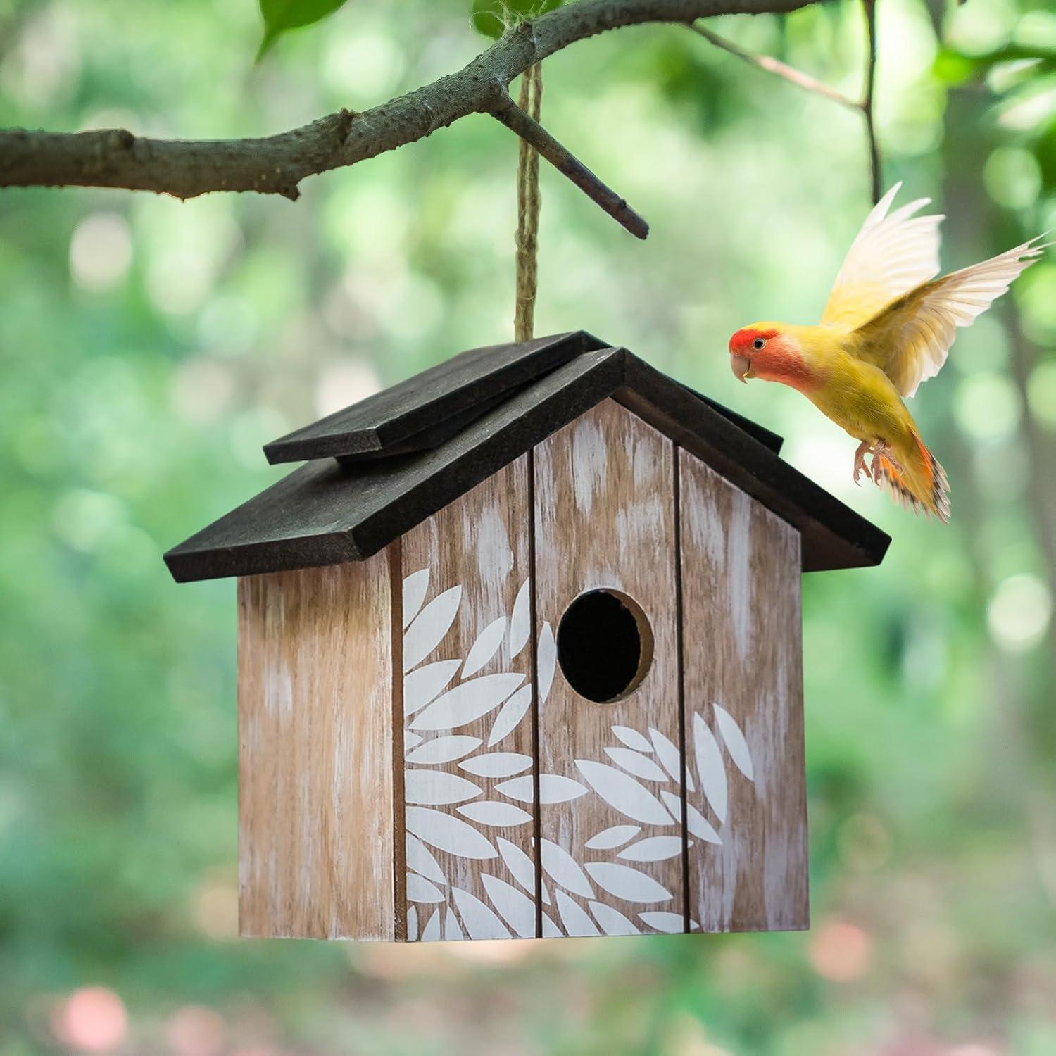 Casa de pájaros de madera Topadorn colgante ecológica 21.69x17.78 cm