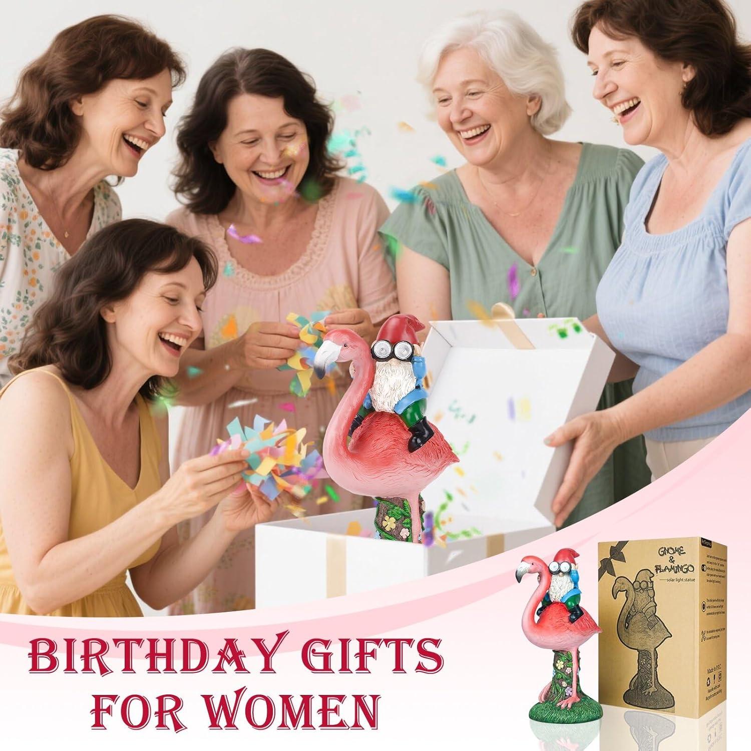 Estatua Solar de Jardín Gnome Flamenco ArtTerpnica 30cm