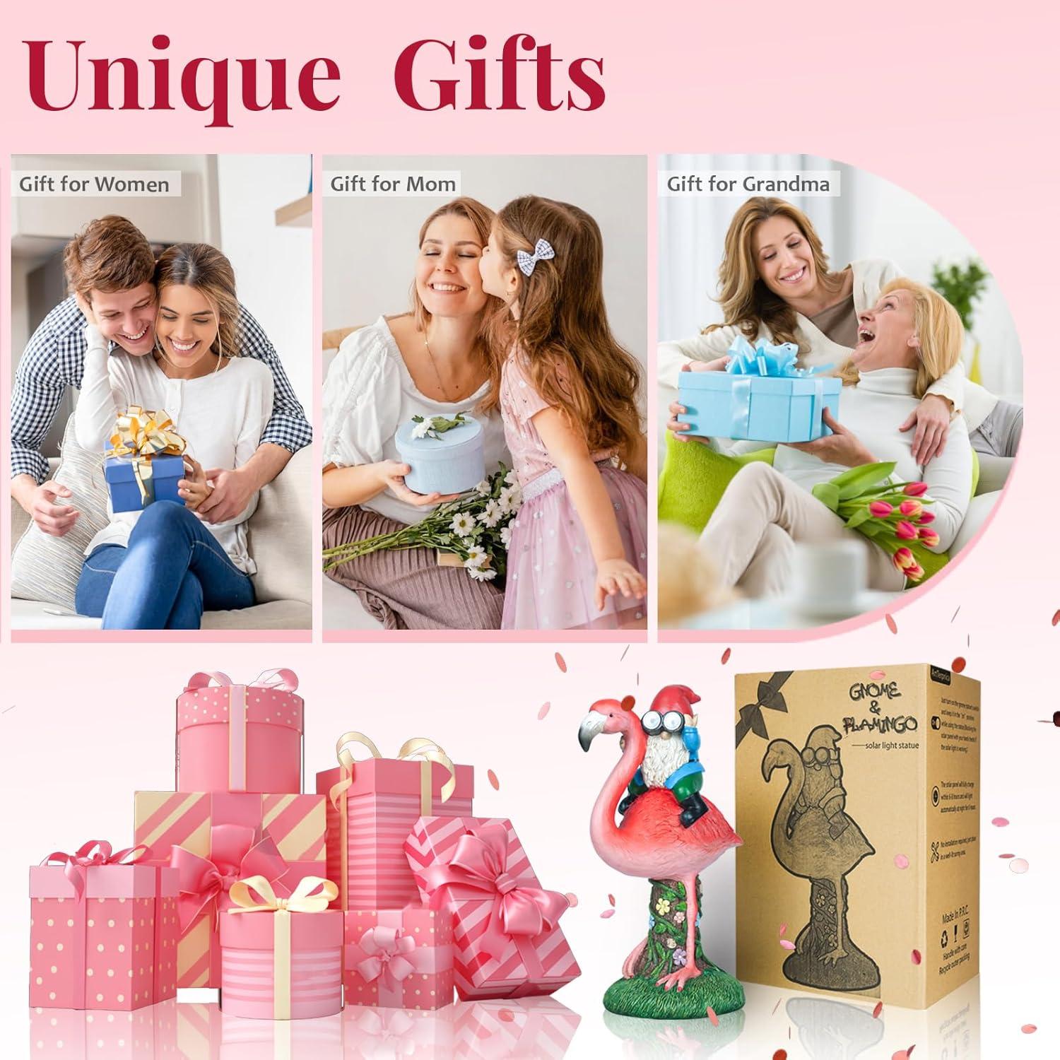 Estatua Solar de Jardín Gnome Flamenco ArtTerpnica 30cm