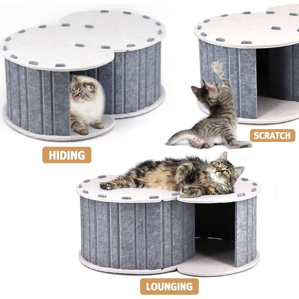 Cueva para Gatos Pawstrip Gris, Refugio de Fieltro 58.4x38.7 cm