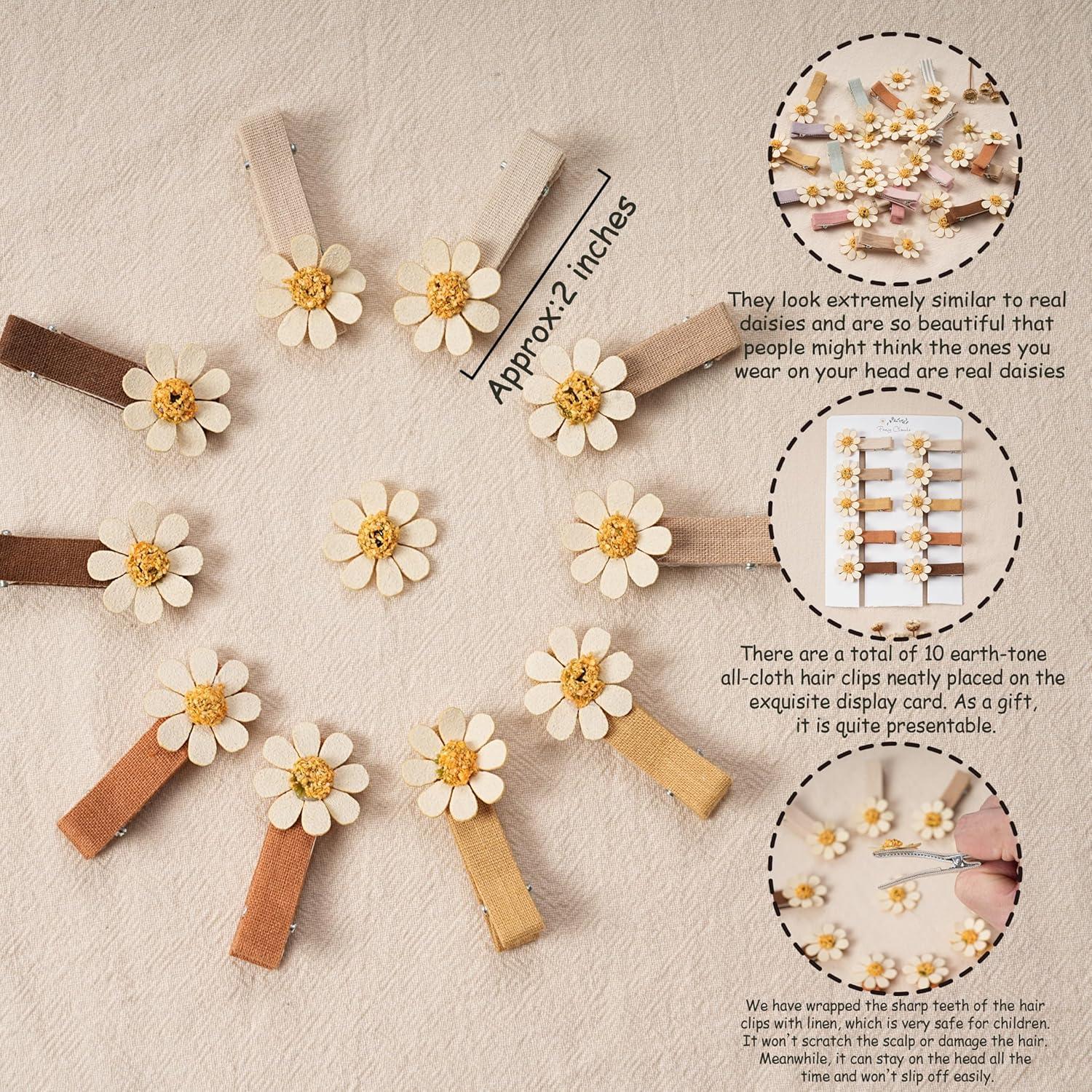 Pinzas para el cabello FANCY CLOUDS - 10 piezas con margaritas