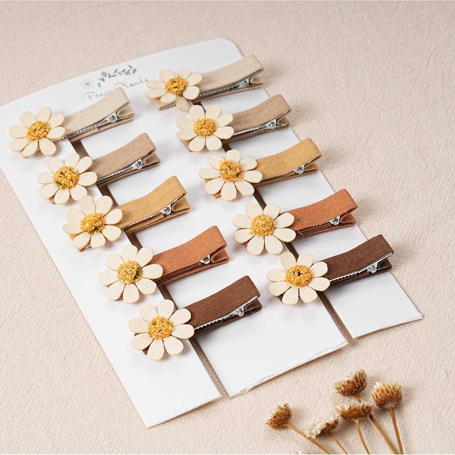 Pinzas para el cabello FANCY CLOUDS - 10 piezas con margaritas