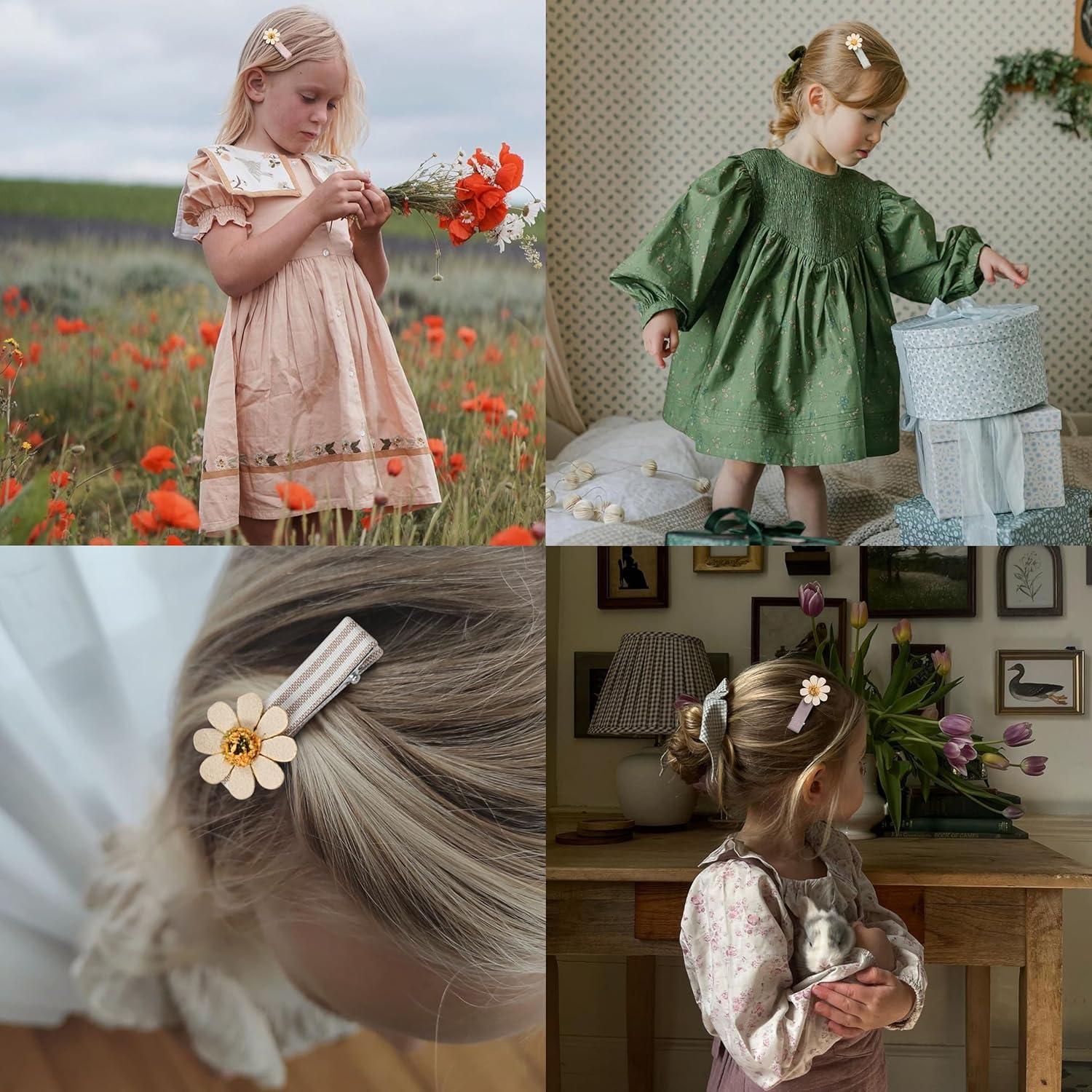 Pinzas para el cabello FANCY CLOUDS 20 piezas margaritas tela