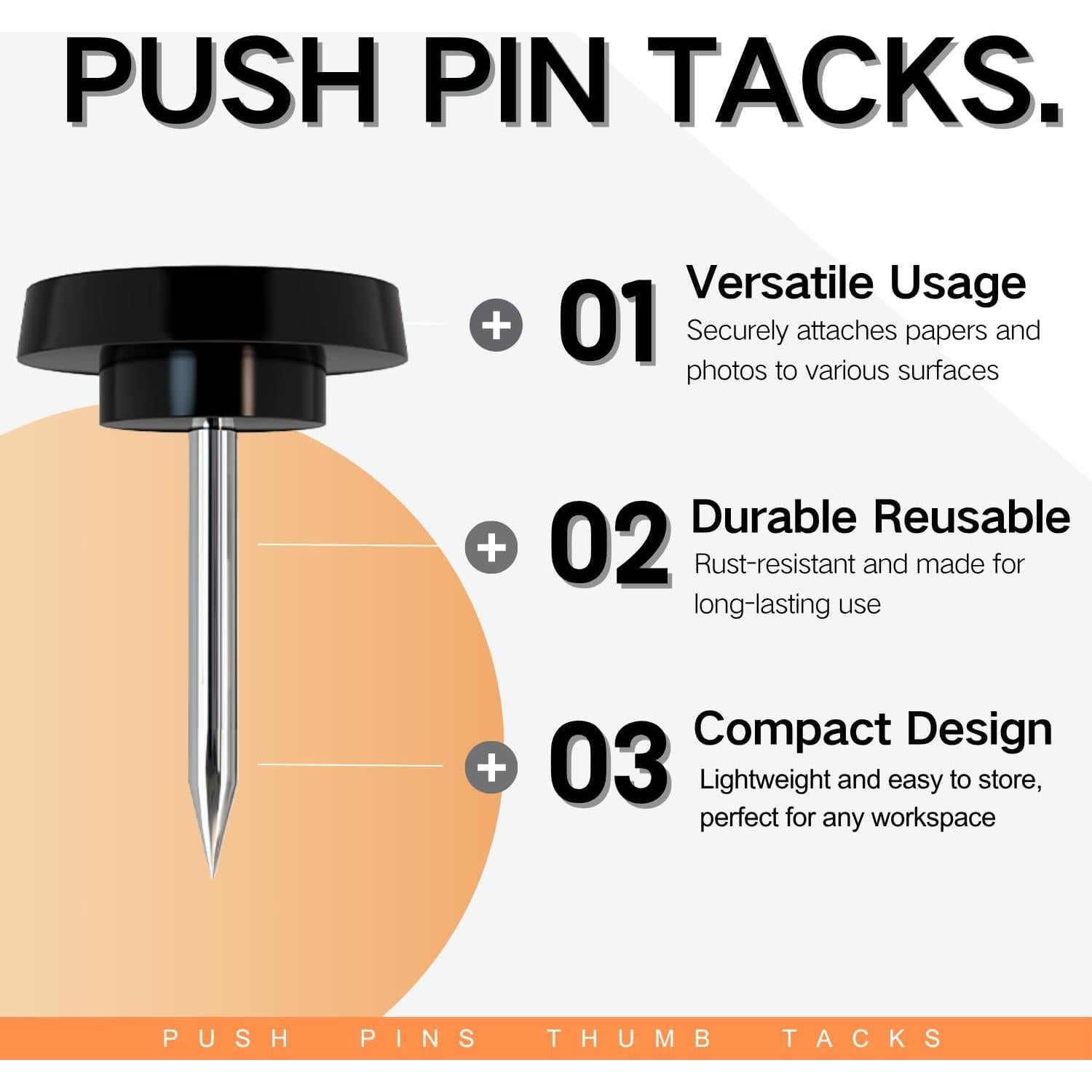 150 Chinchetas Planas Negras para Tableros de Anuncios 67.6g