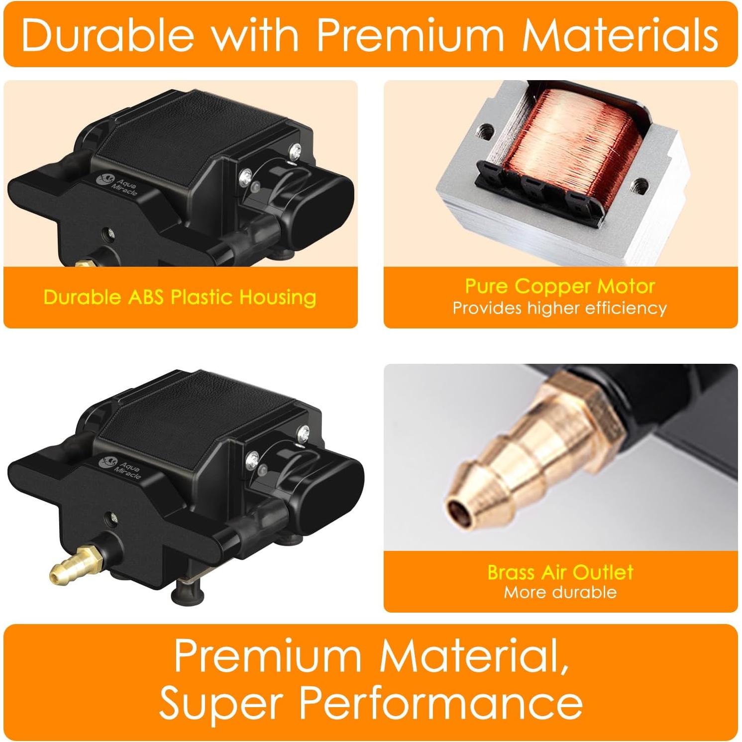 Bomba de Aire Silenciosa AquaMiracle 200GPH 12.5LPM para Acuario