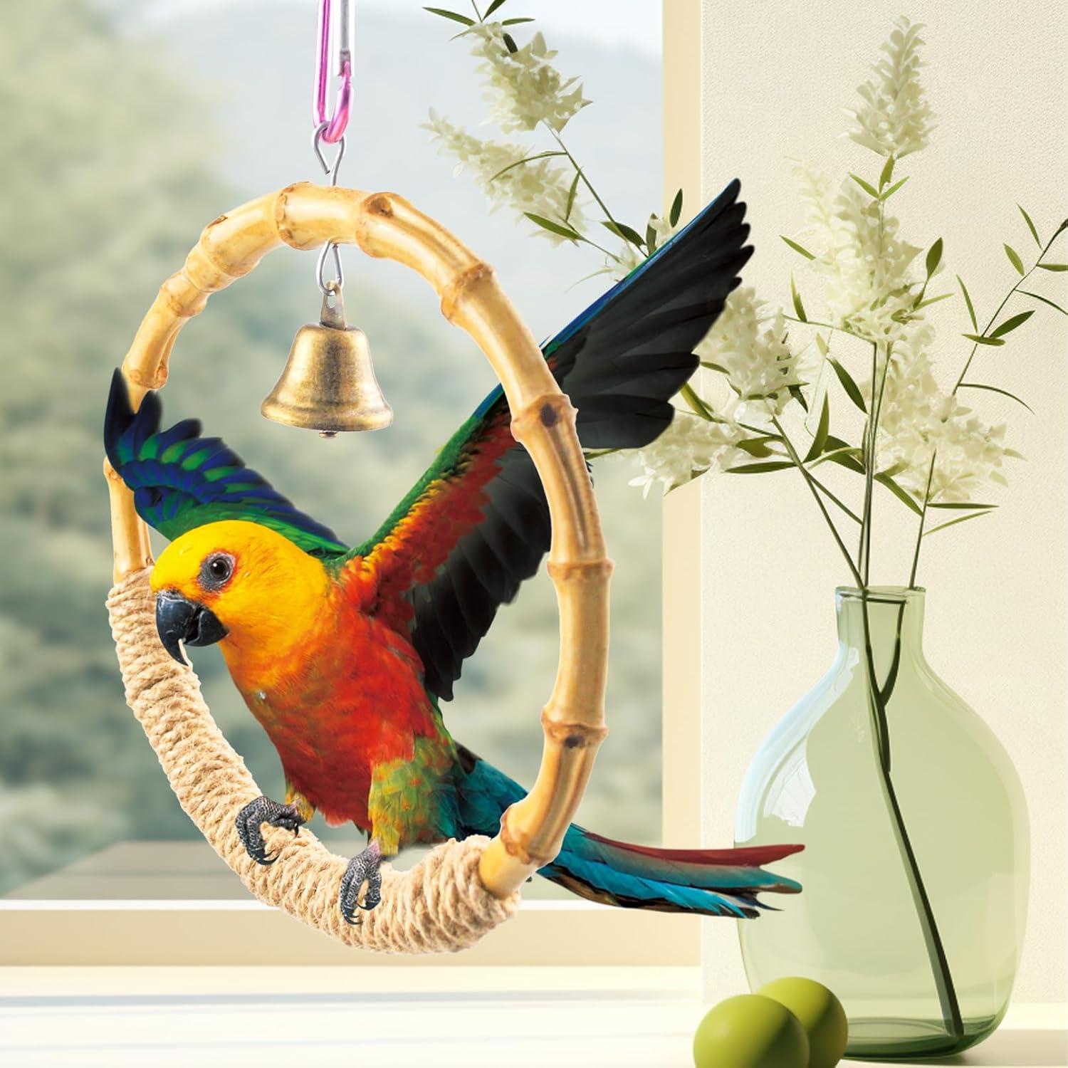 Columpio de Anillo de Bambú MUYG para Aves Pequeñas 17.78 cm
