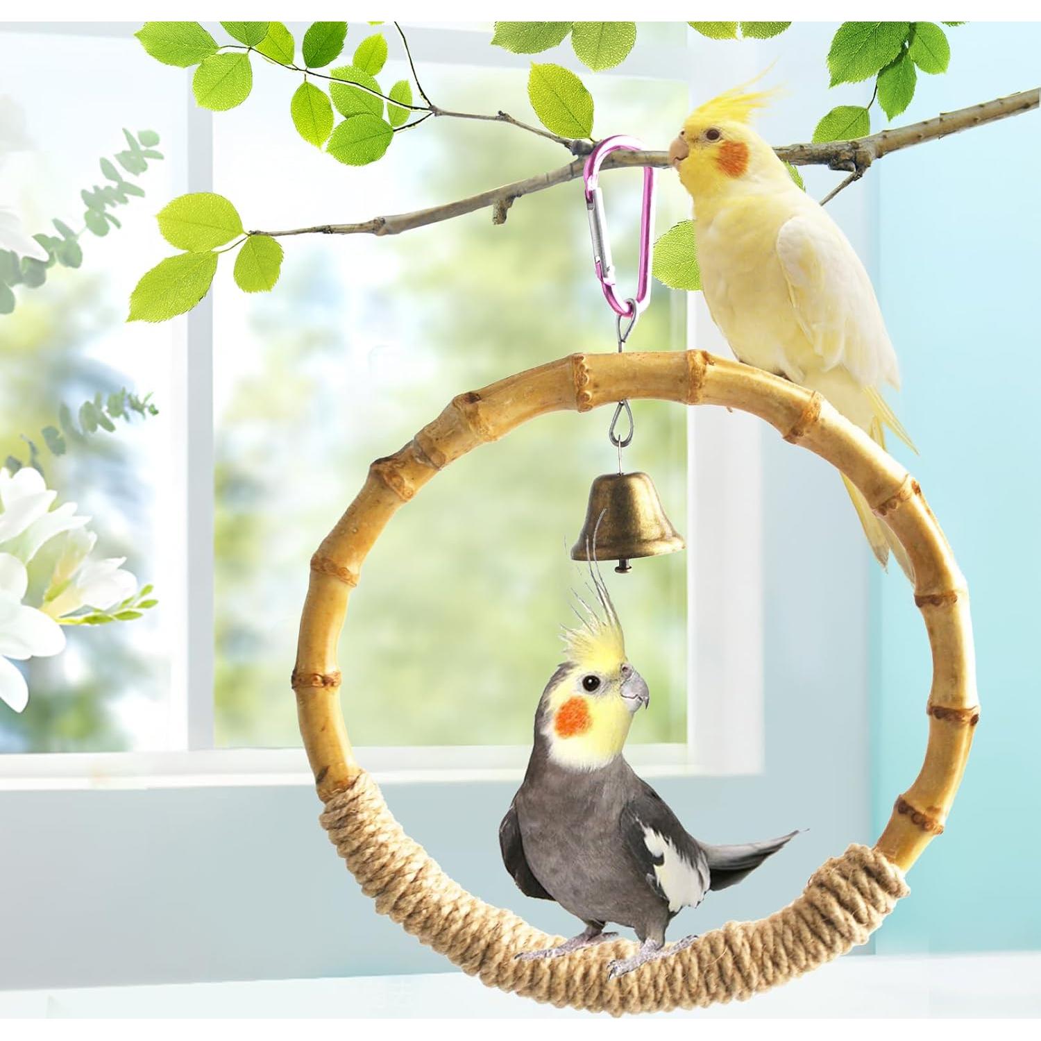 Columpio de Anillo de Bambú MUYG para Aves Pequeñas 17.78 cm