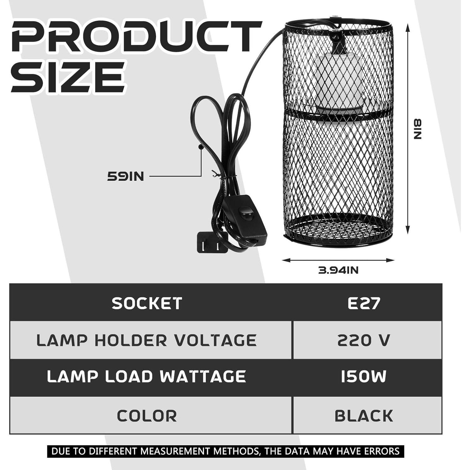 VIHOSE 2 Pcs Protector de Lámpara de Calor para Reptiles 150W