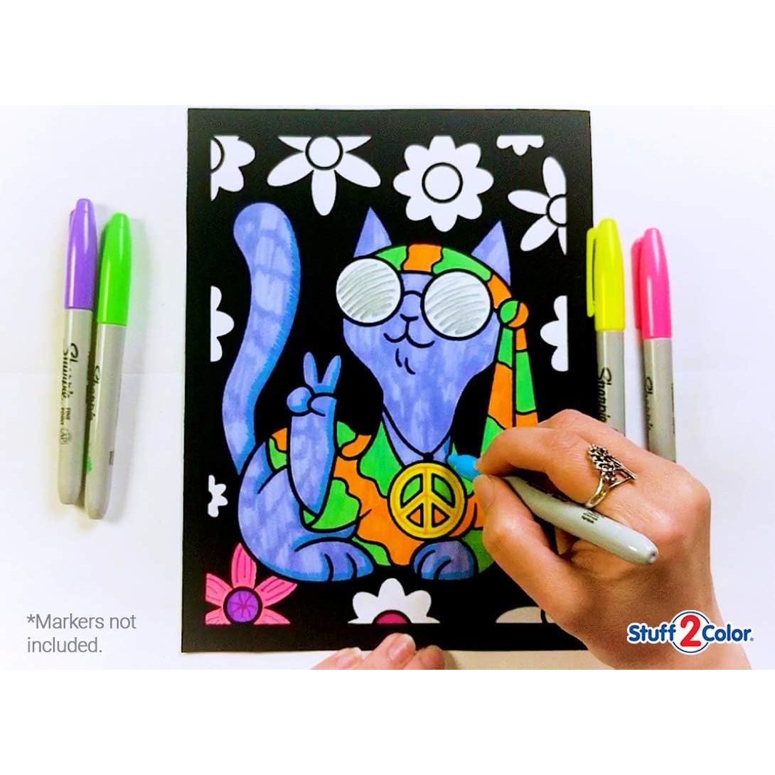 Pack de 18 Pósters de Colorear Gatitos Difusos Stuff2Color