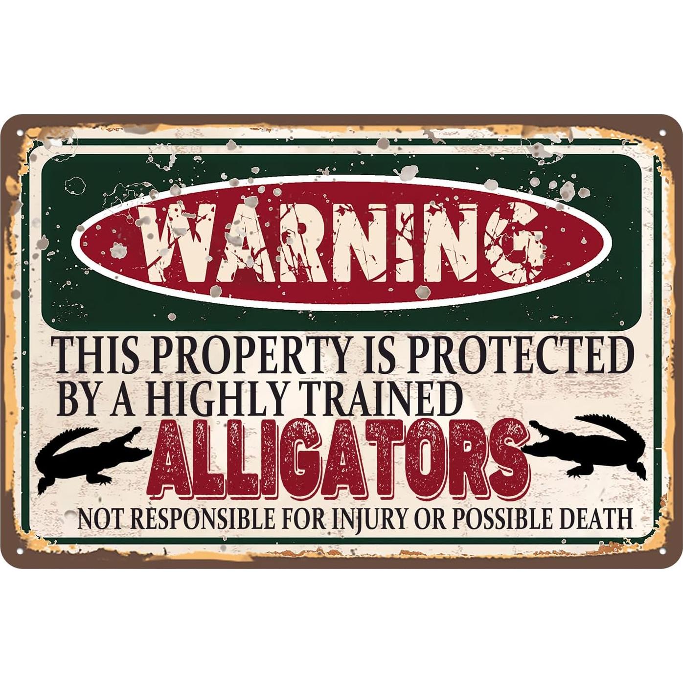 Cartel de Metal Vintage RCXsigns 30x20 cm Cocodrilo Advertencia