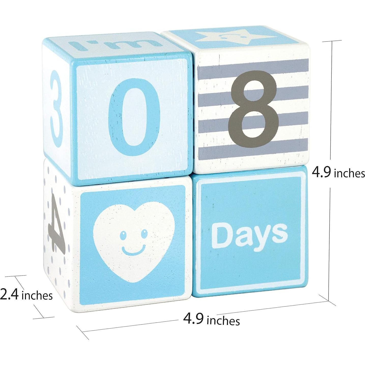 Bloques de Hitos Mensuales de Madera I'M - 4 Pcs Azul