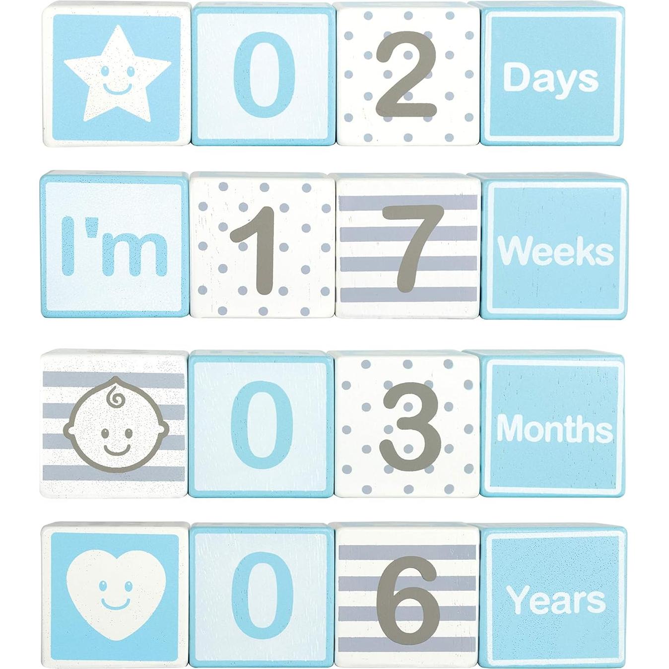 Bloques de Hitos Mensuales de Madera I'M - 4 Pcs Azul