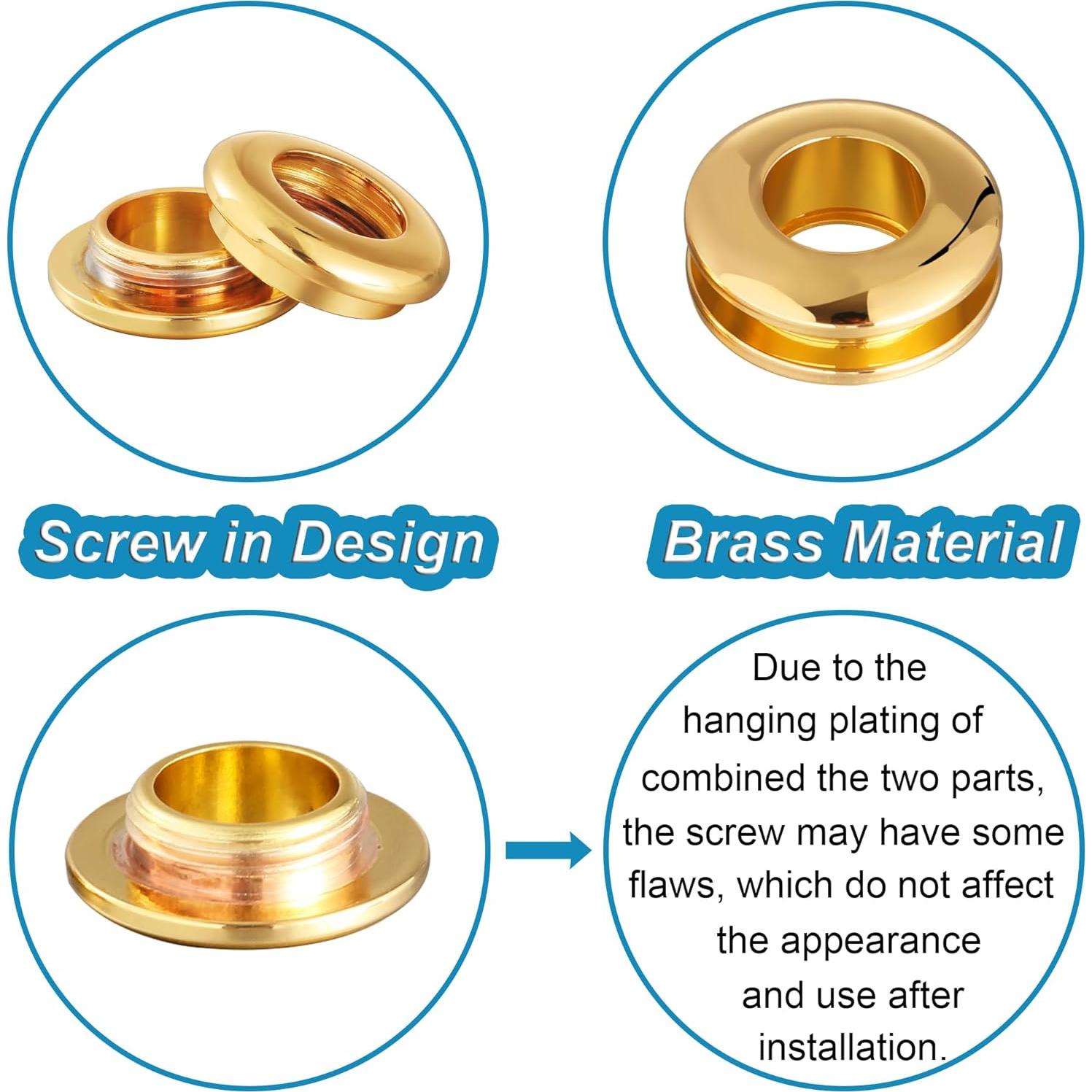 Kit de Ojetes de Latón Notgia 6 Sets 8mm con Perforadora 12mm