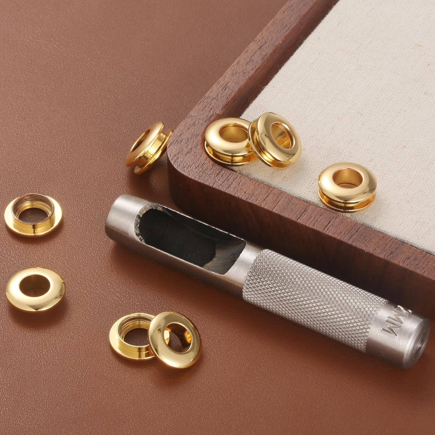 Kit de Ojetes de Latón Notgia 6 Sets 8mm con Perforadora 12mm