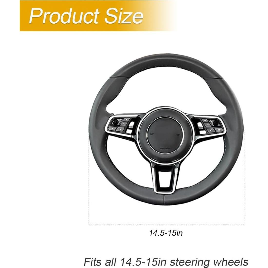 Cubierta de Volante de Coche Sandfren 15" Cuero Antideslizante