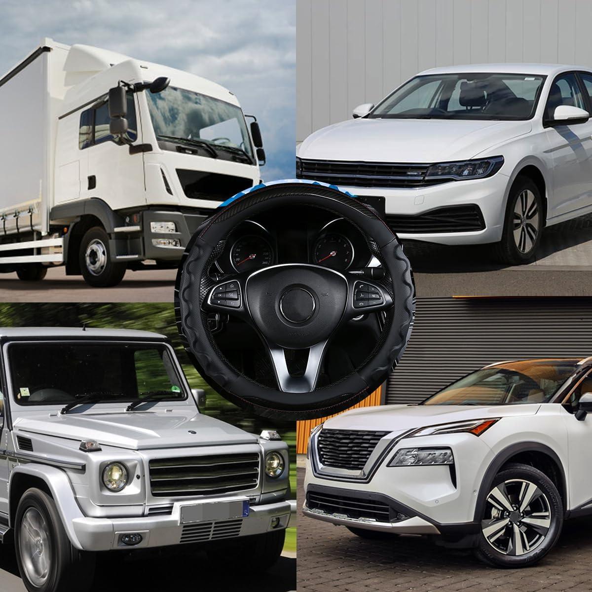 Cubierta de Volante de Coche Sandfren 15" Cuero Antideslizante