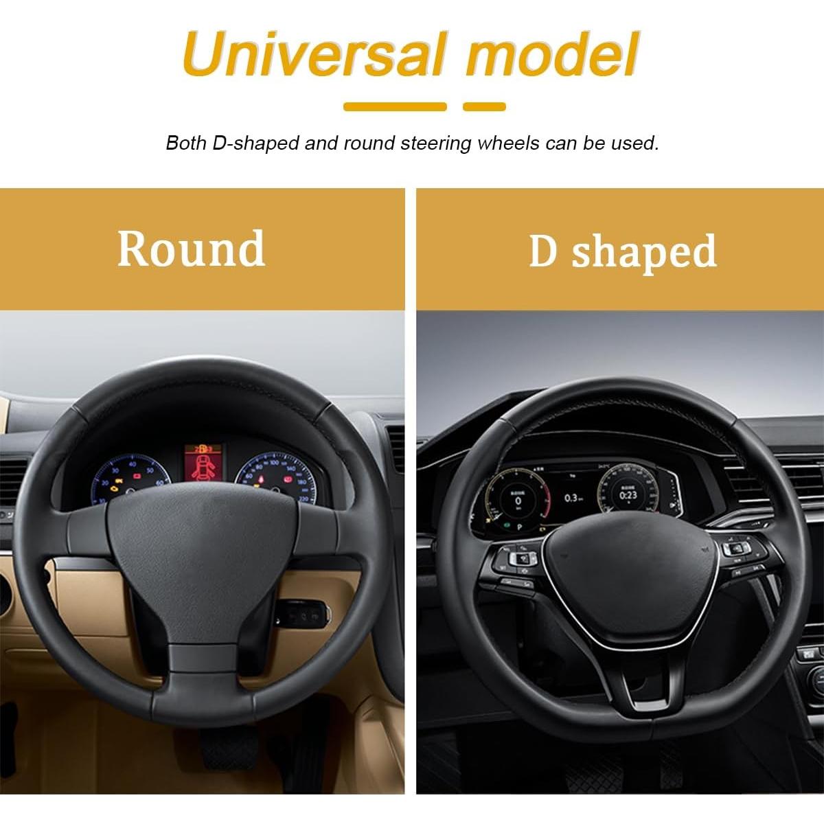 Cubierta de Volante de Coche Sandfren 15" Cuero Antideslizante