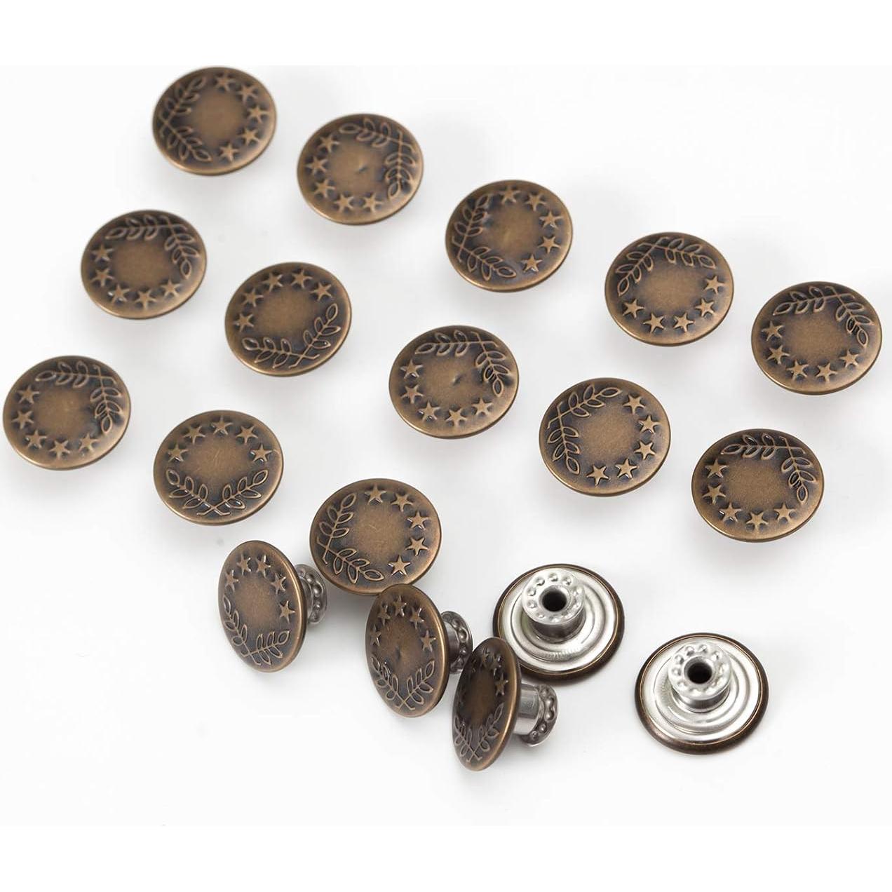 Kit de 20 Botones de Reemplazo MASONEE 17mm Metalicos para Jeans