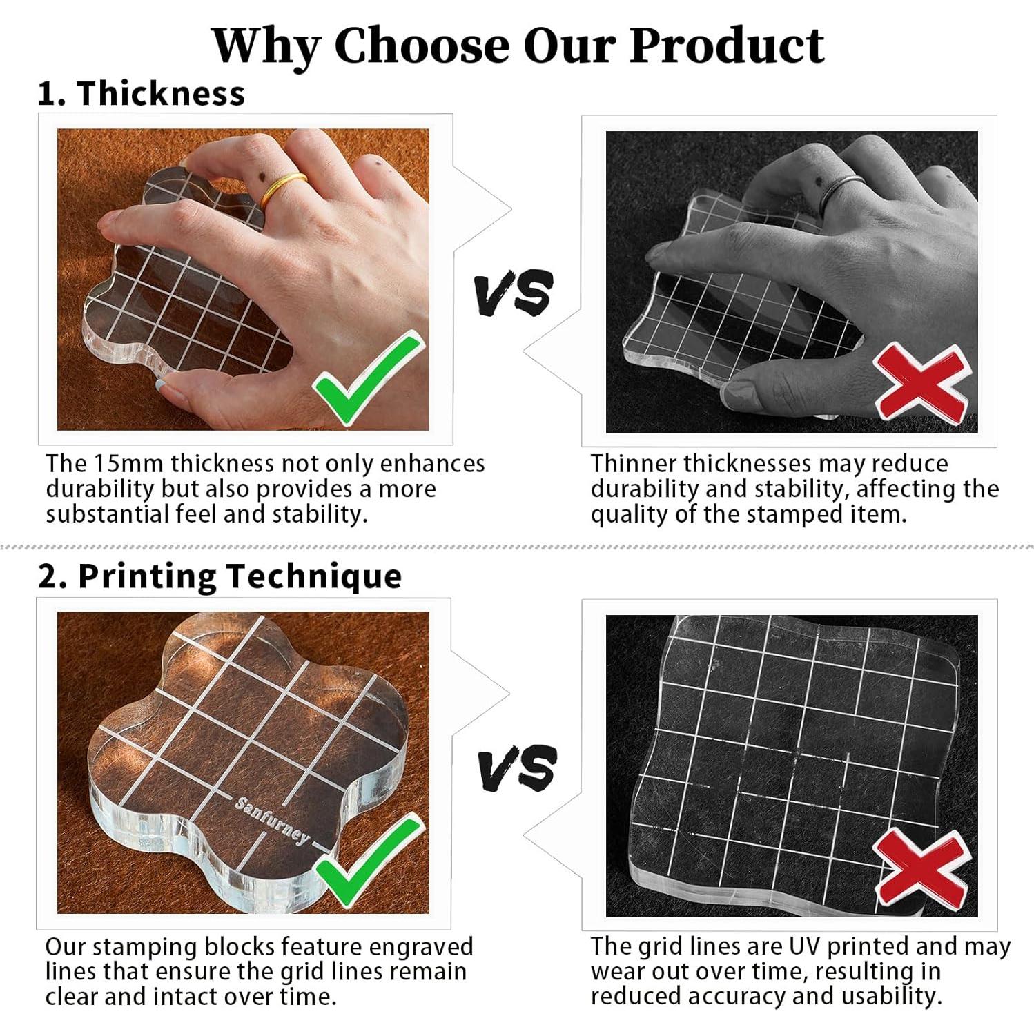 Bloque de Sello Acrílico Transparente Sanfurney 10x15cm 15mm