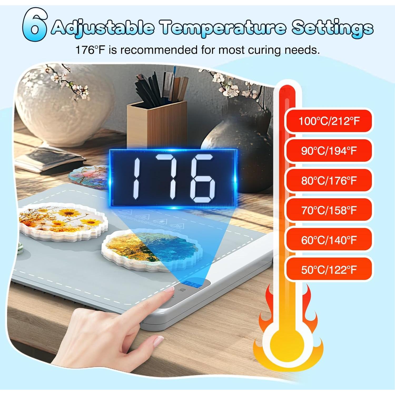 Alfombrilla de Calentamiento Alldeer 500W para Resina 40x36.8cm