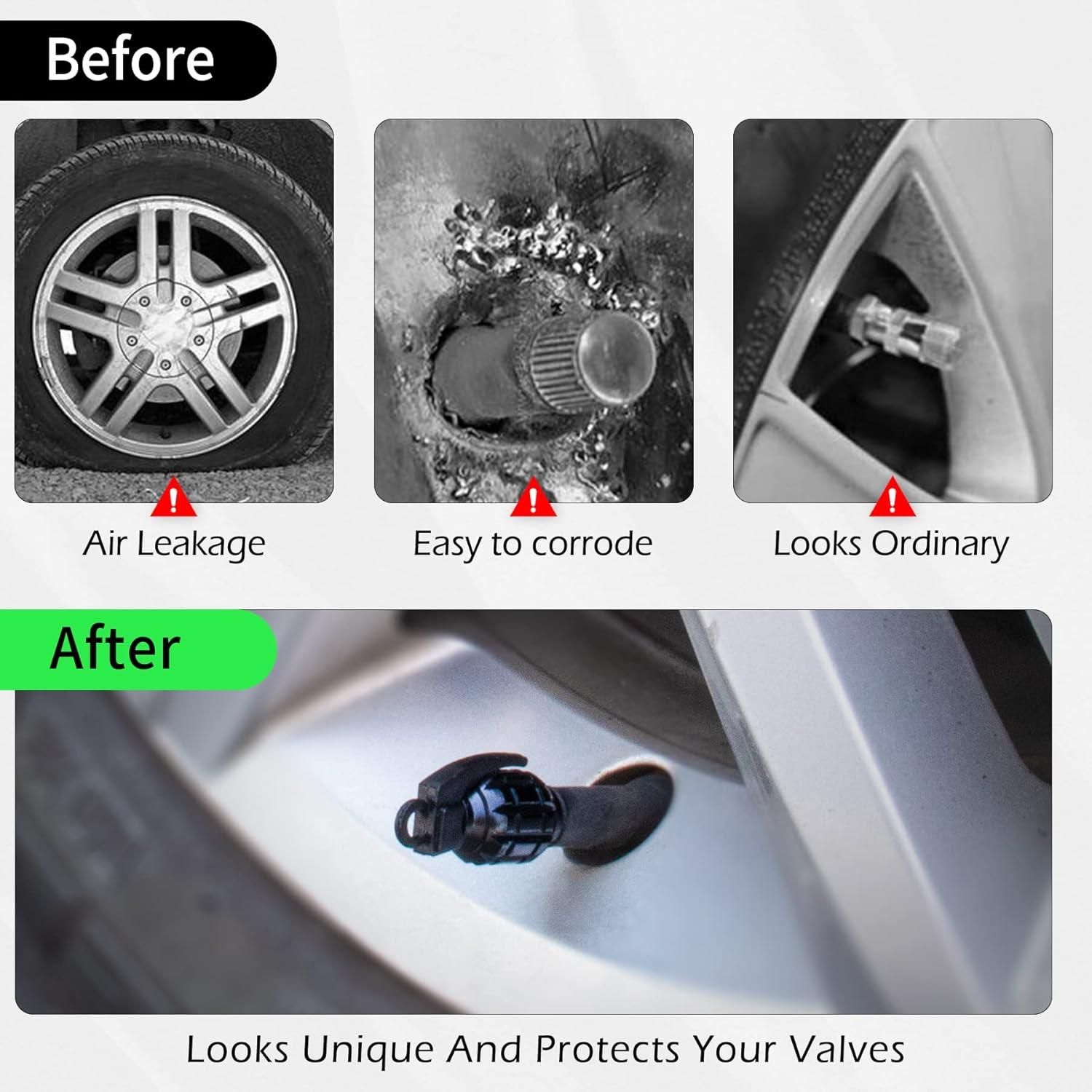 Tapa de Válvula Universal GaRhomxy - 4 Piezas de Aluminio Negro