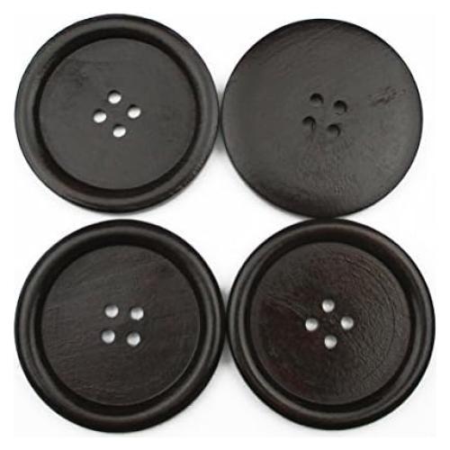 20 Botones de Madera Grandes 50mm Marrón Oscuro Todo en Uno