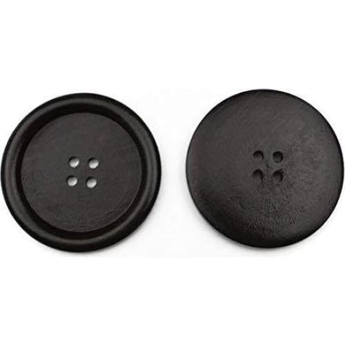 20 Botones de Madera Grandes 50mm Marrón Oscuro Todo en Uno