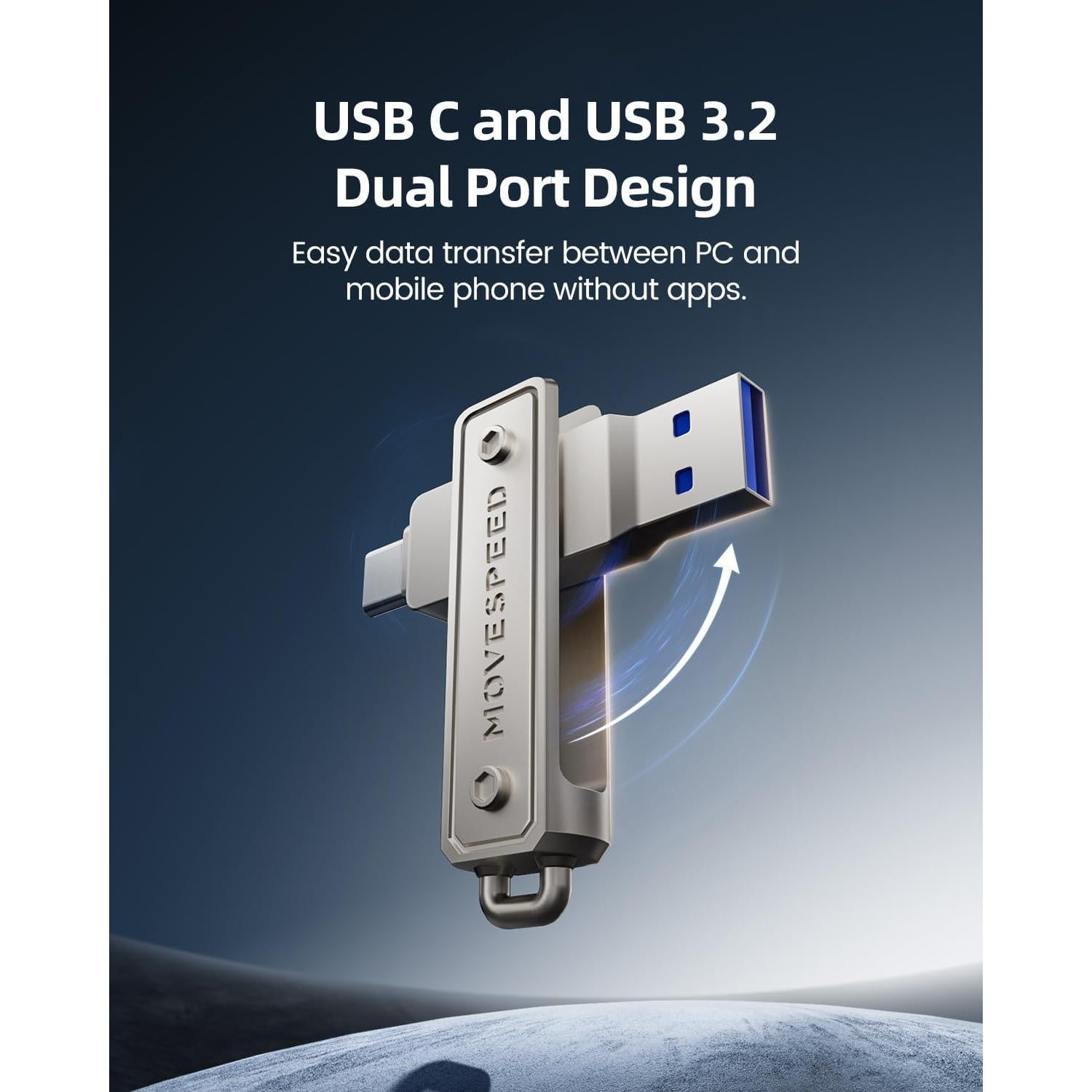 Pendrive USB 3.2 MOVE SPEED 32GB Doble Puerto Type-C