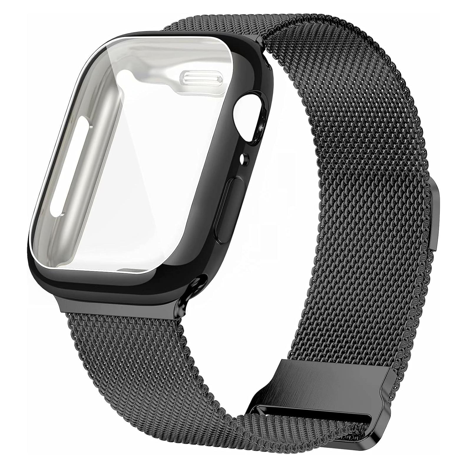 Correa de Acero Inoxidable Milanesa Geoumy para Apple Watch 38mm Negro