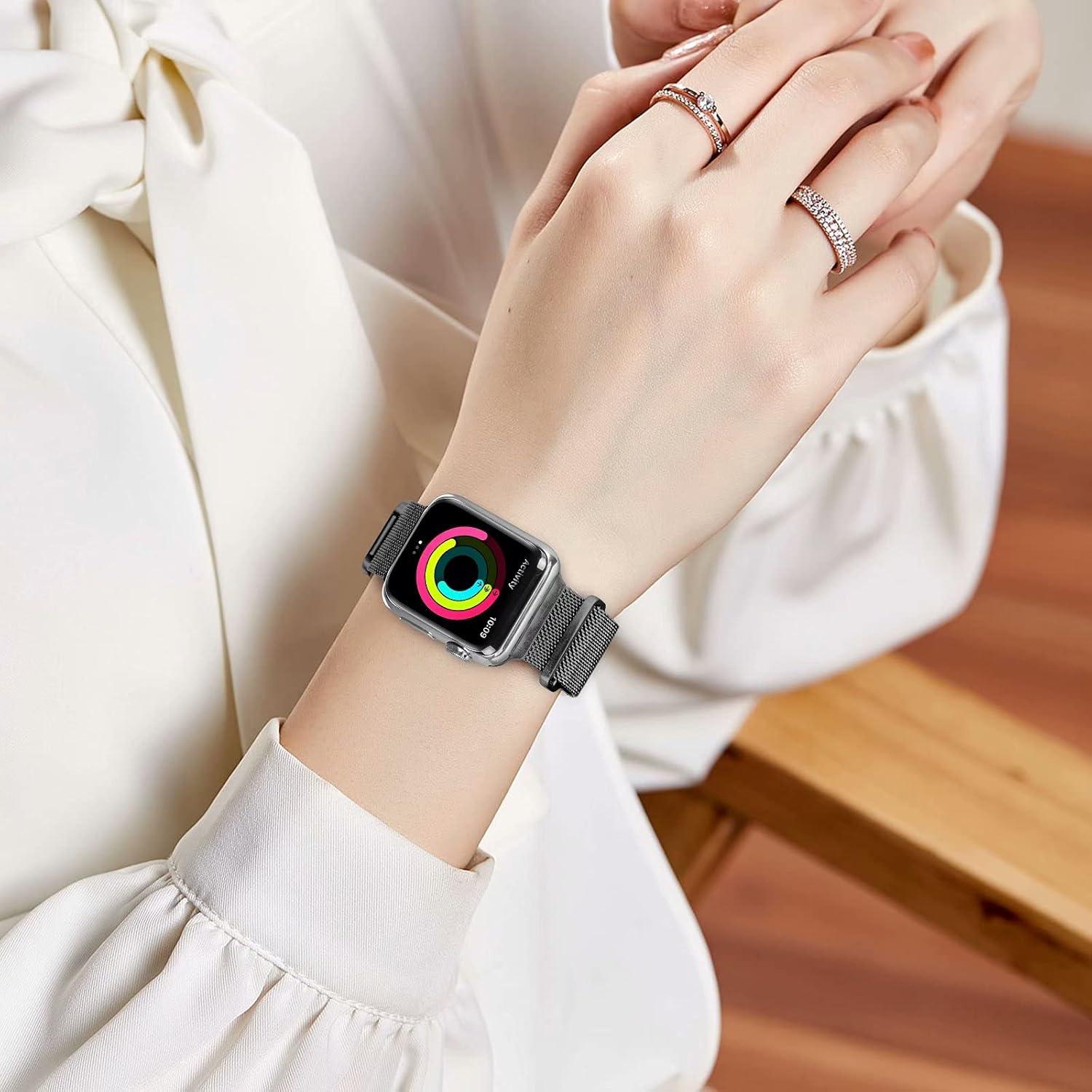 Correa de Acero Inoxidable Milanesa Geoumy para Apple Watch 38mm Negro