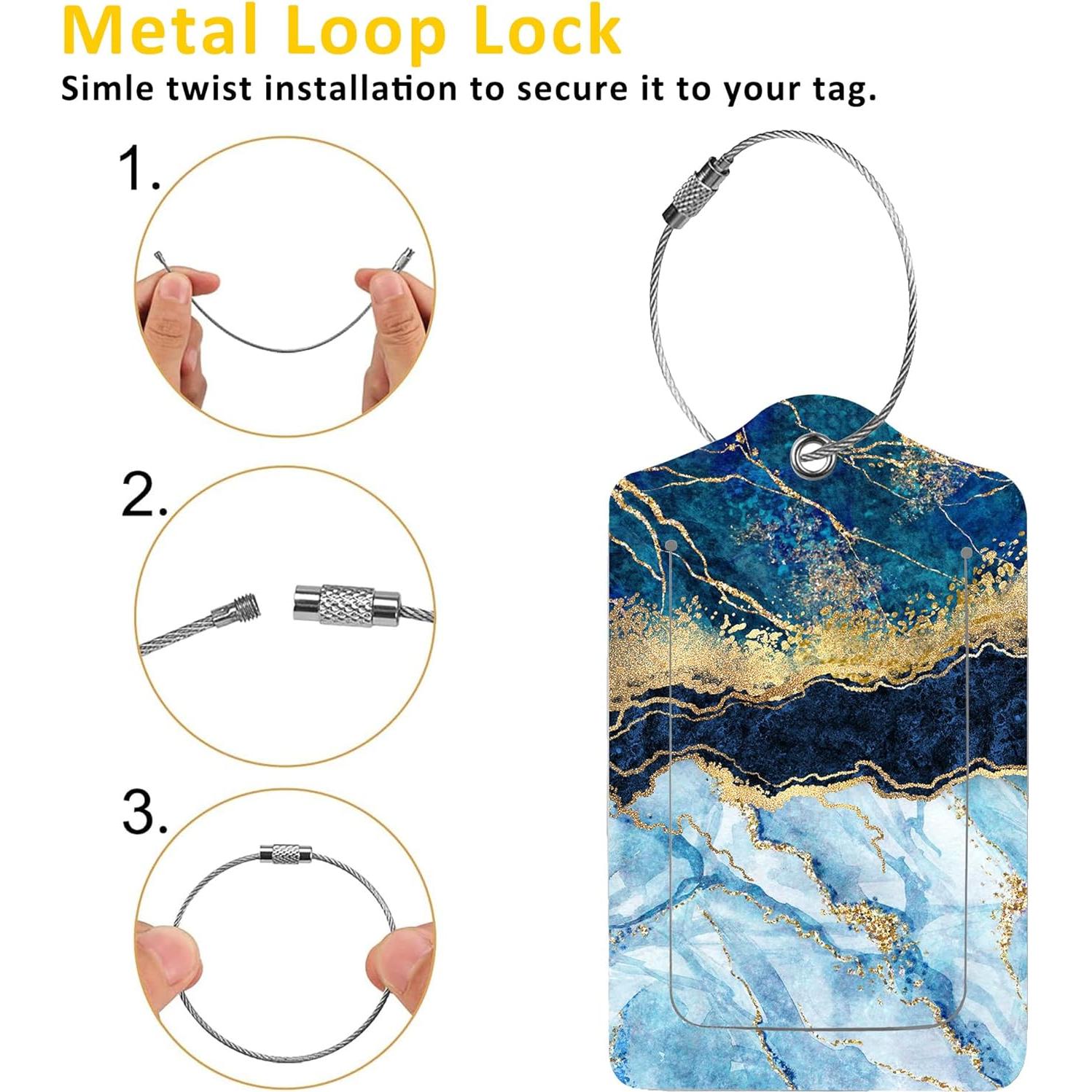 2 Etiquetas de Equipaje EOBKLAX de Cuero Mármol Abstracto
