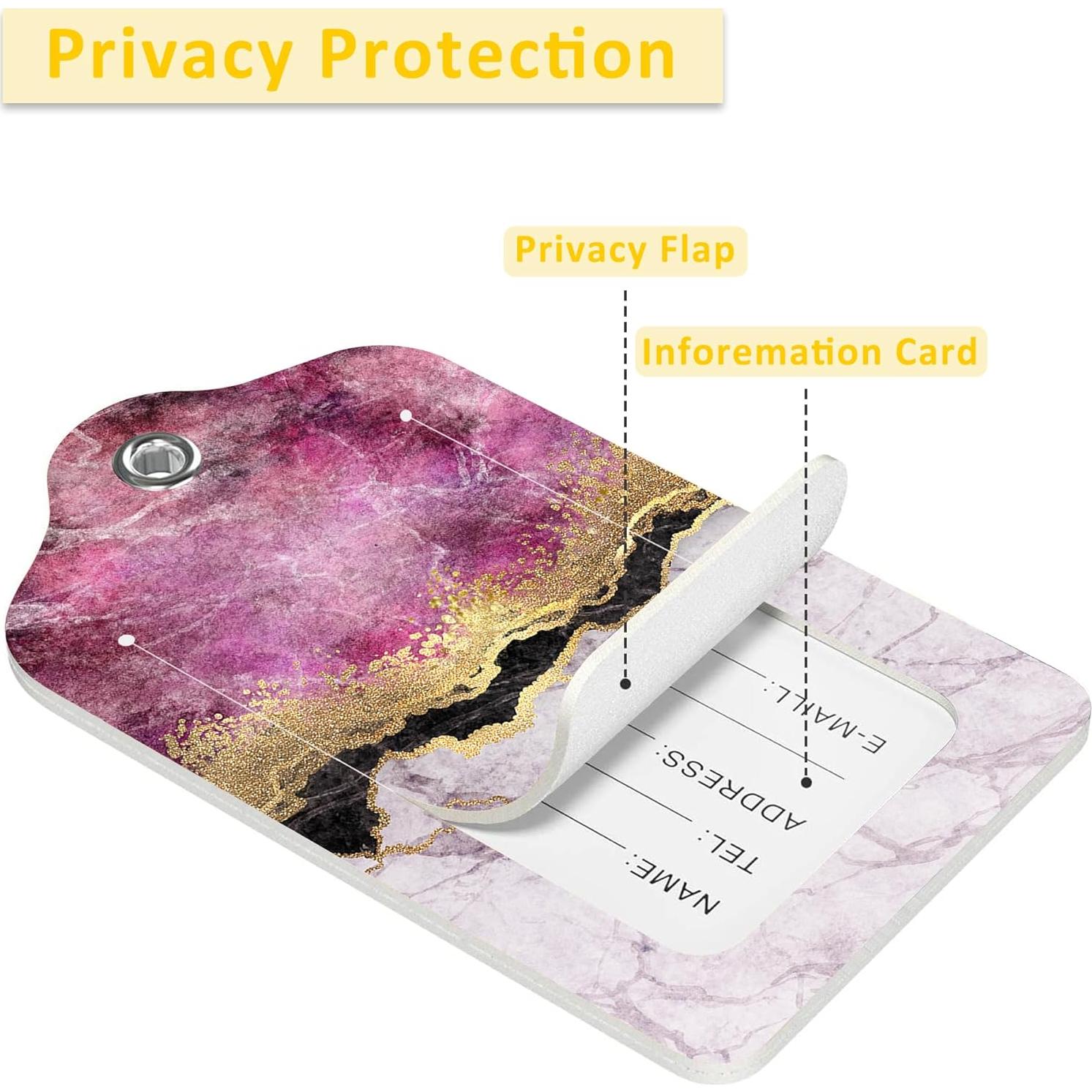 2 Etiquetas de Equipaje EOBKLAX de Cuero Mármol Abstracto