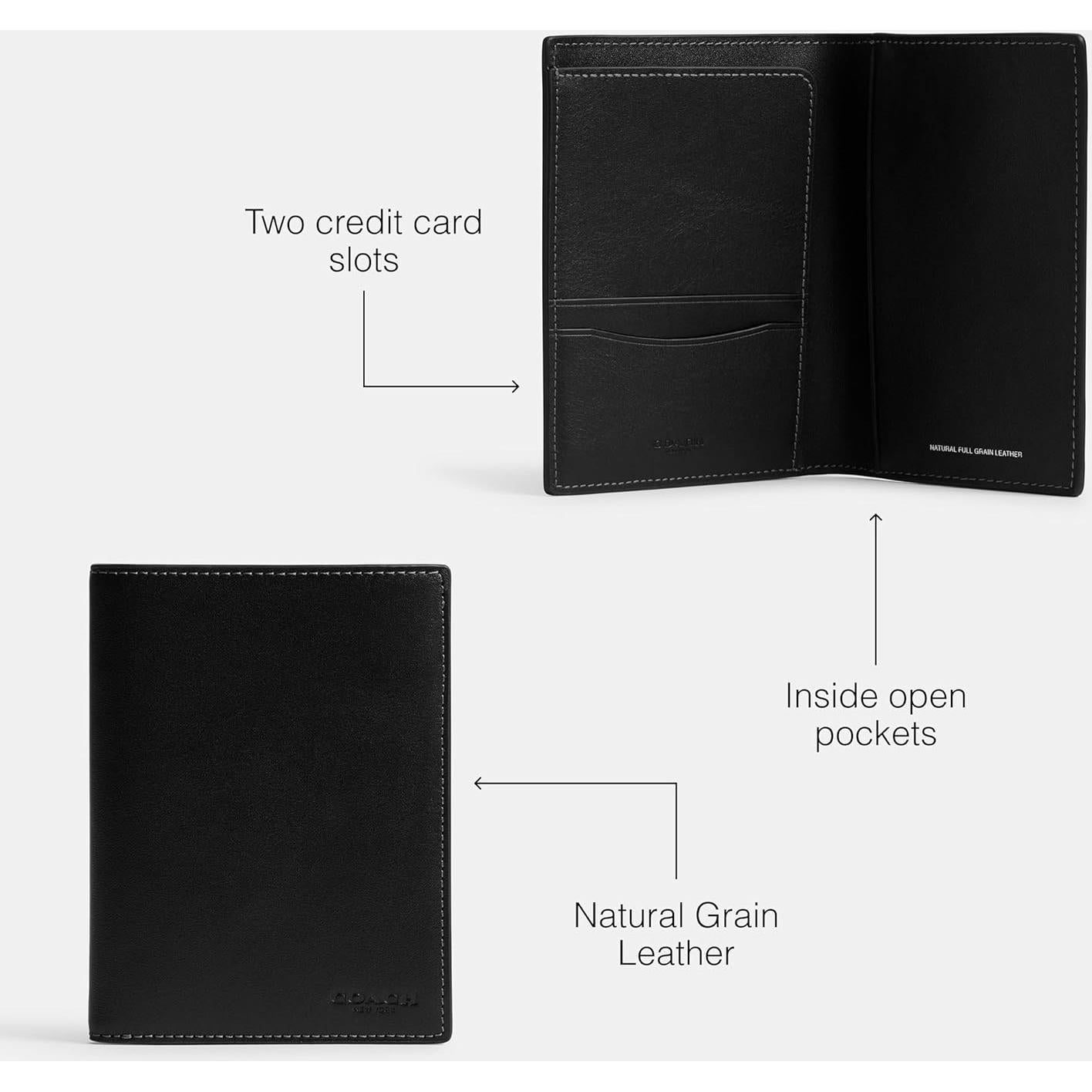 Funda de Pasaporte para Hombre Coach Negra con Ranuras