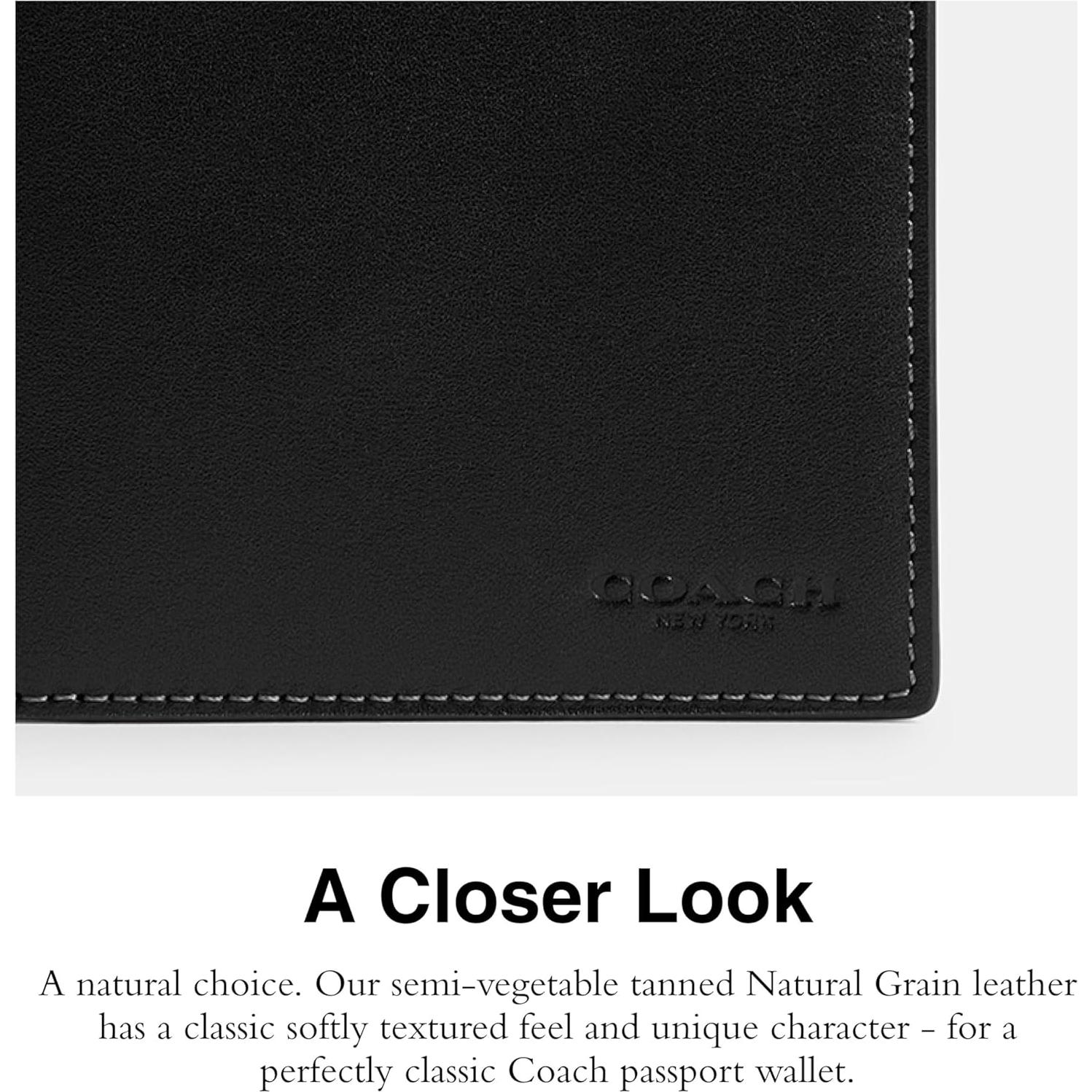 Funda de Pasaporte para Hombre Coach Negra con Ranuras