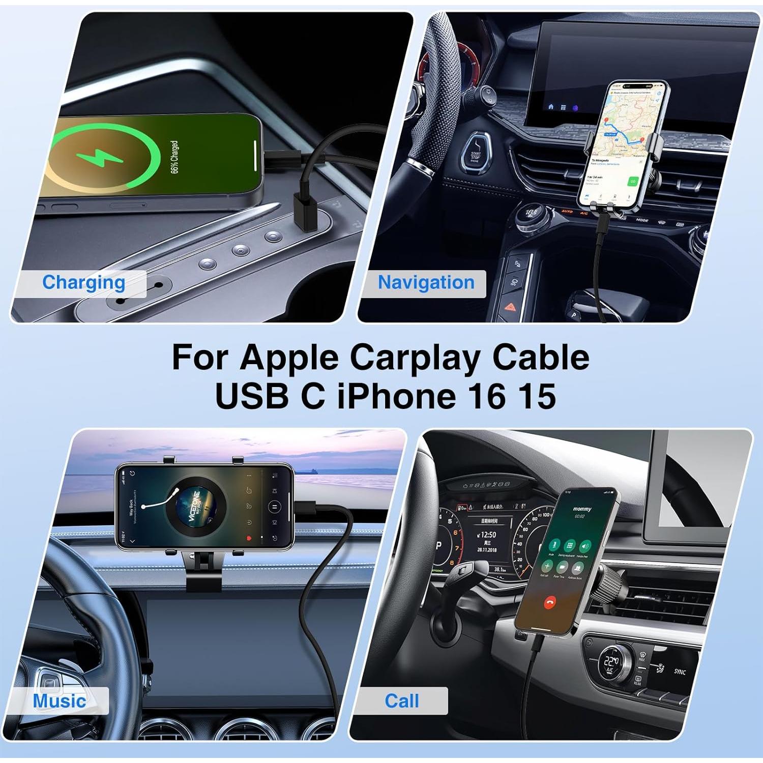 Cable de Carga Rápida USB C 60W 4-Pack para iPhone 16/15 Pro Max - Negro