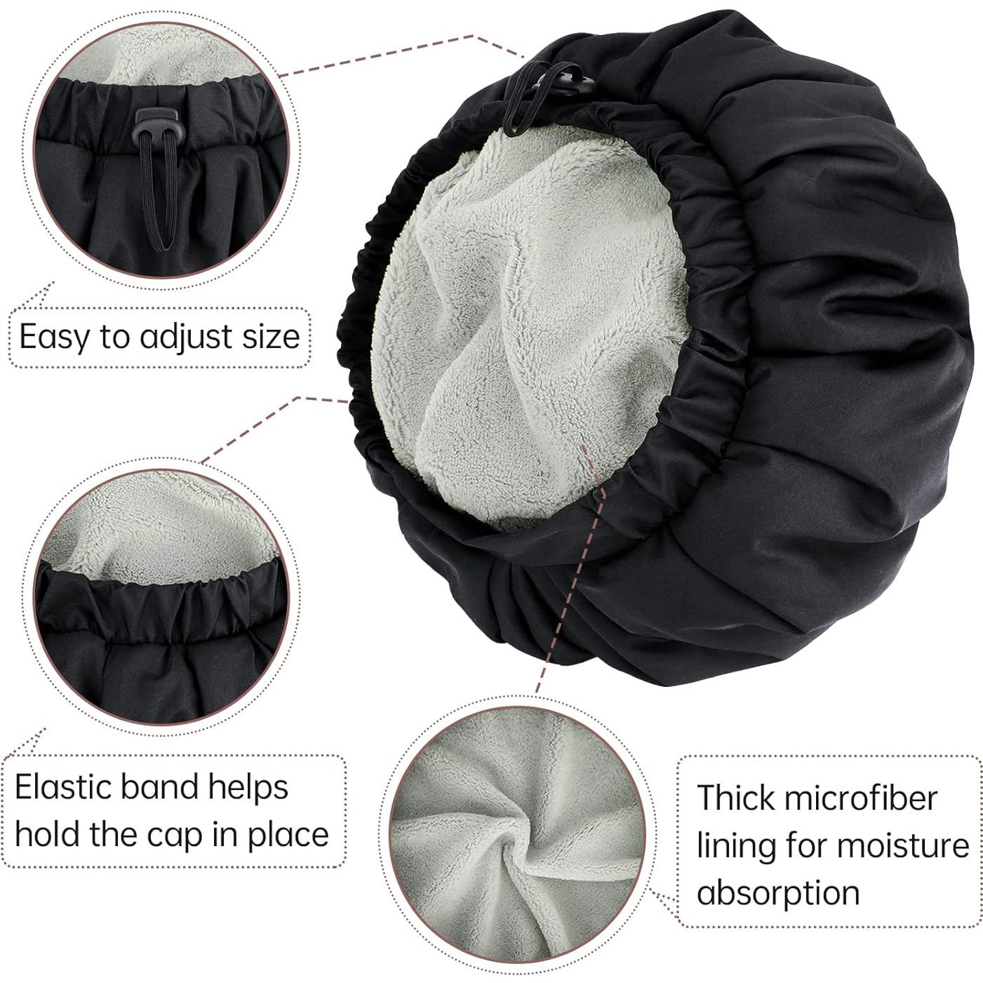 Gorro de Ducha Reutilizable Pozilan Doble Capa Impermeable Negro
