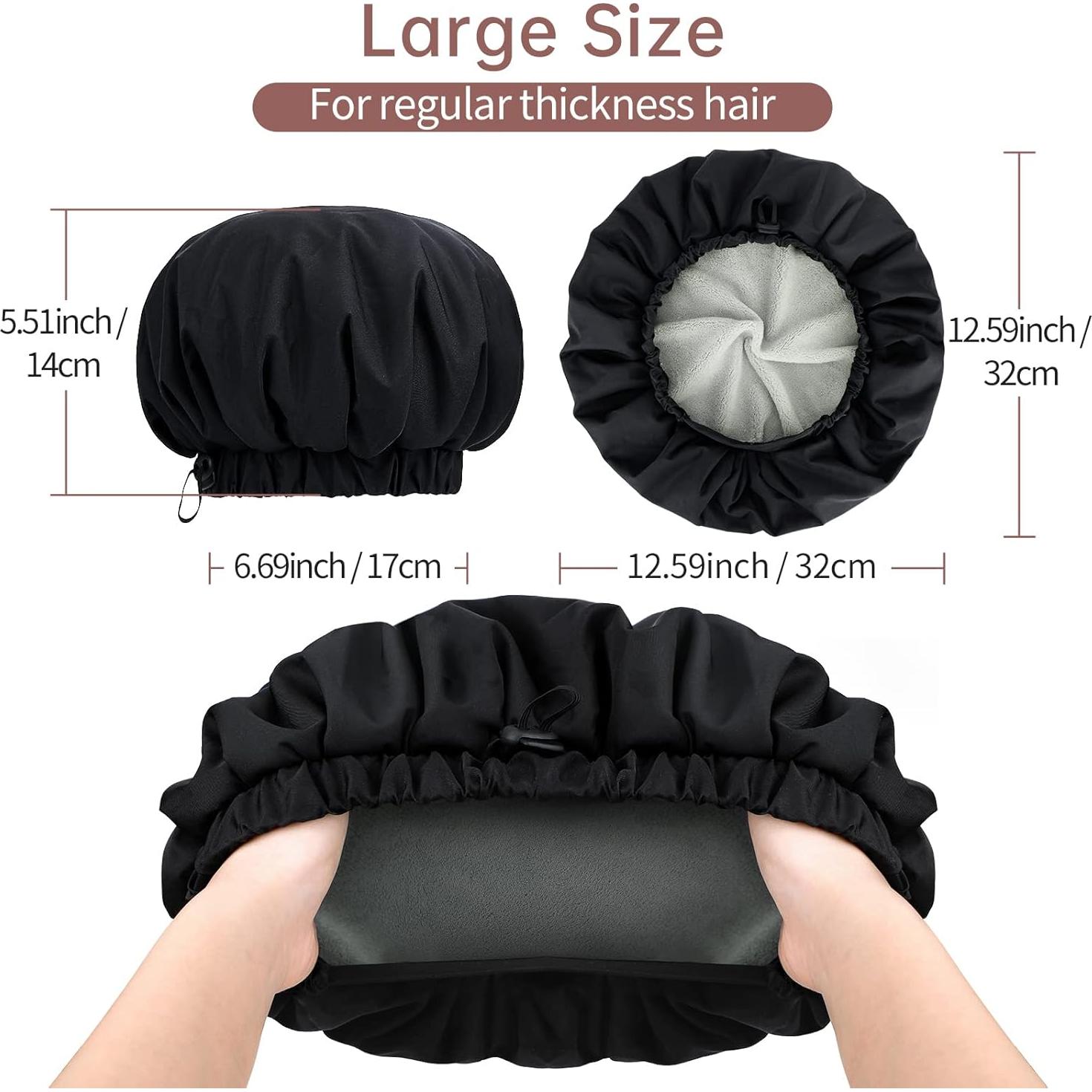 Gorro de Ducha Reutilizable Pozilan Doble Capa Impermeable Negro