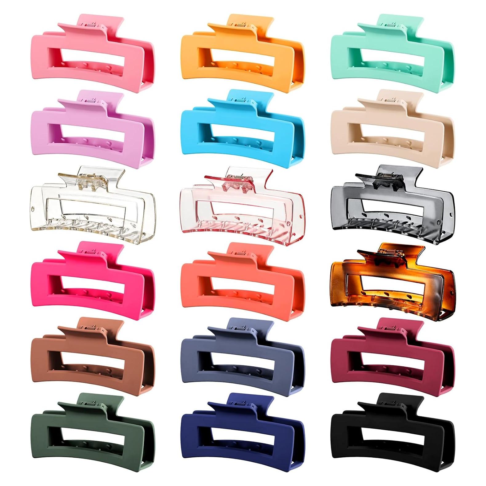 Clips de Pelo Rectangulares Hoteam 18 Piezas Antideslizantes