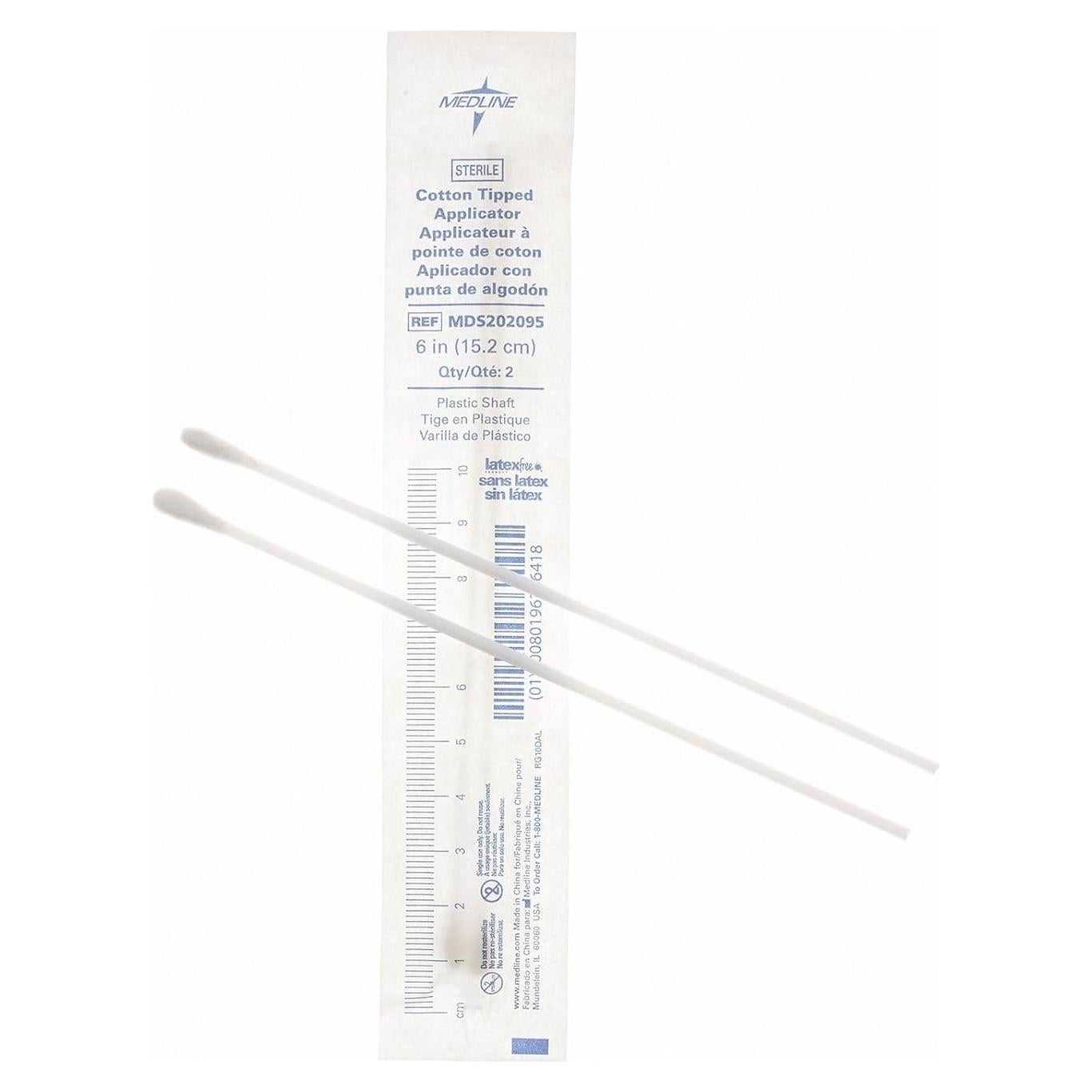 Aplicadores estériles de punta de algodón Medline 15.24 cm - Paquete de 2000