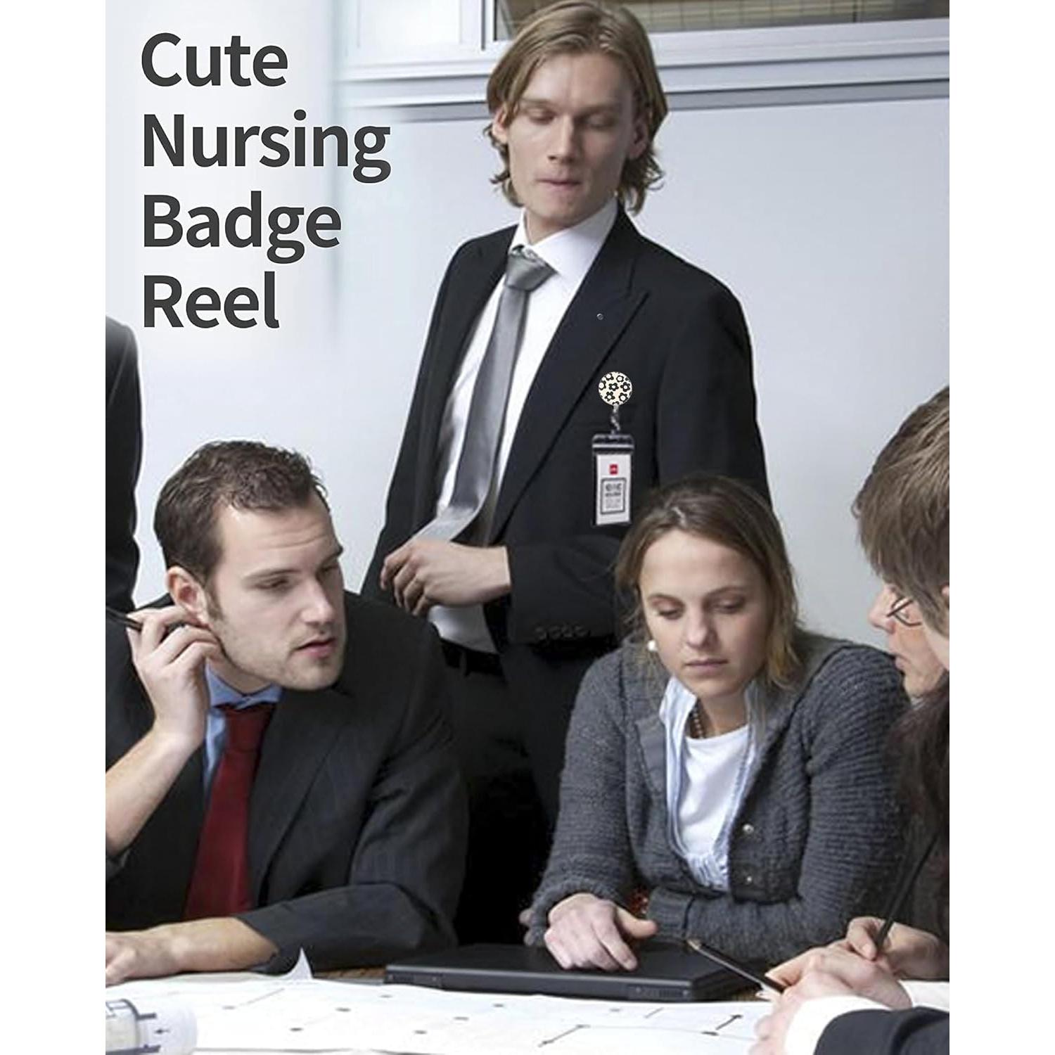 Paquete de 2 Sujetadores de Insignias Retráctiles TPOAEL Flor Negra