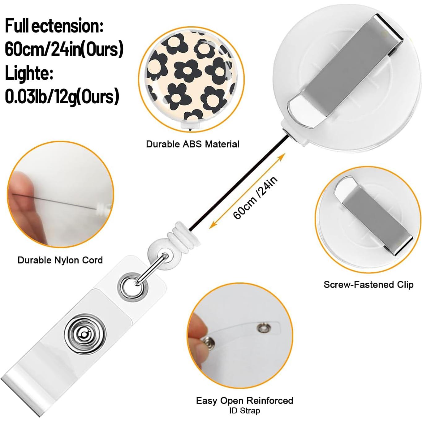 Paquete de 2 Sujetadores de Insignias Retráctiles TPOAEL Flor Negra