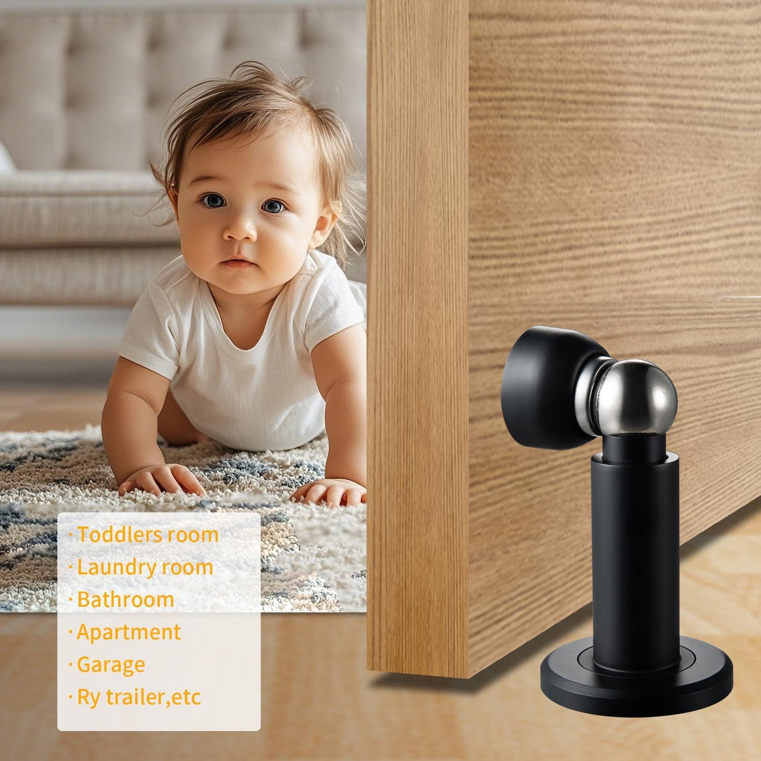 Tope de puerta magnético ajustable TOPTAKE acero inoxidable negro