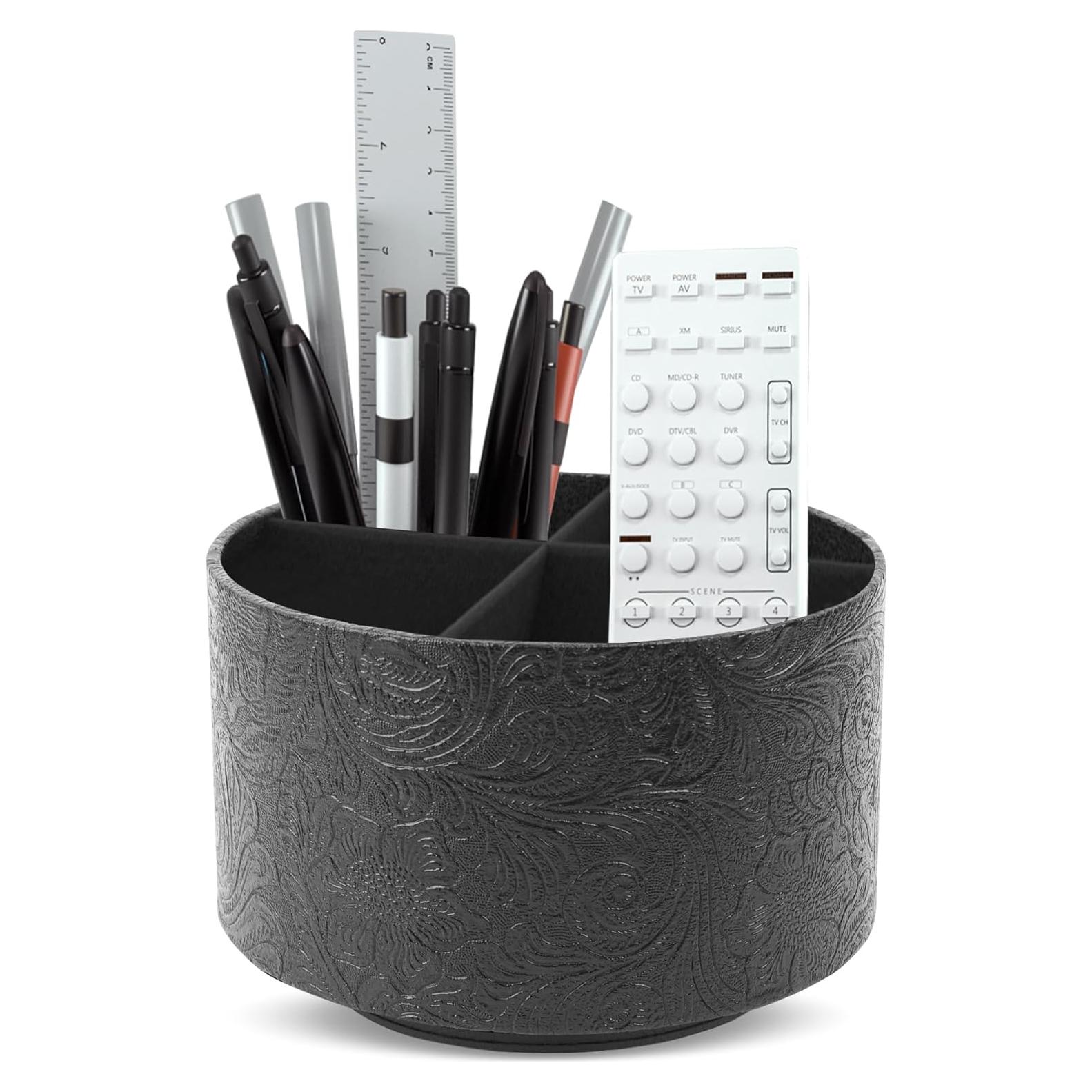 Organizador de Escritorio Redondo LIZIMANDU Cuero Sintético 4 Compartimentos