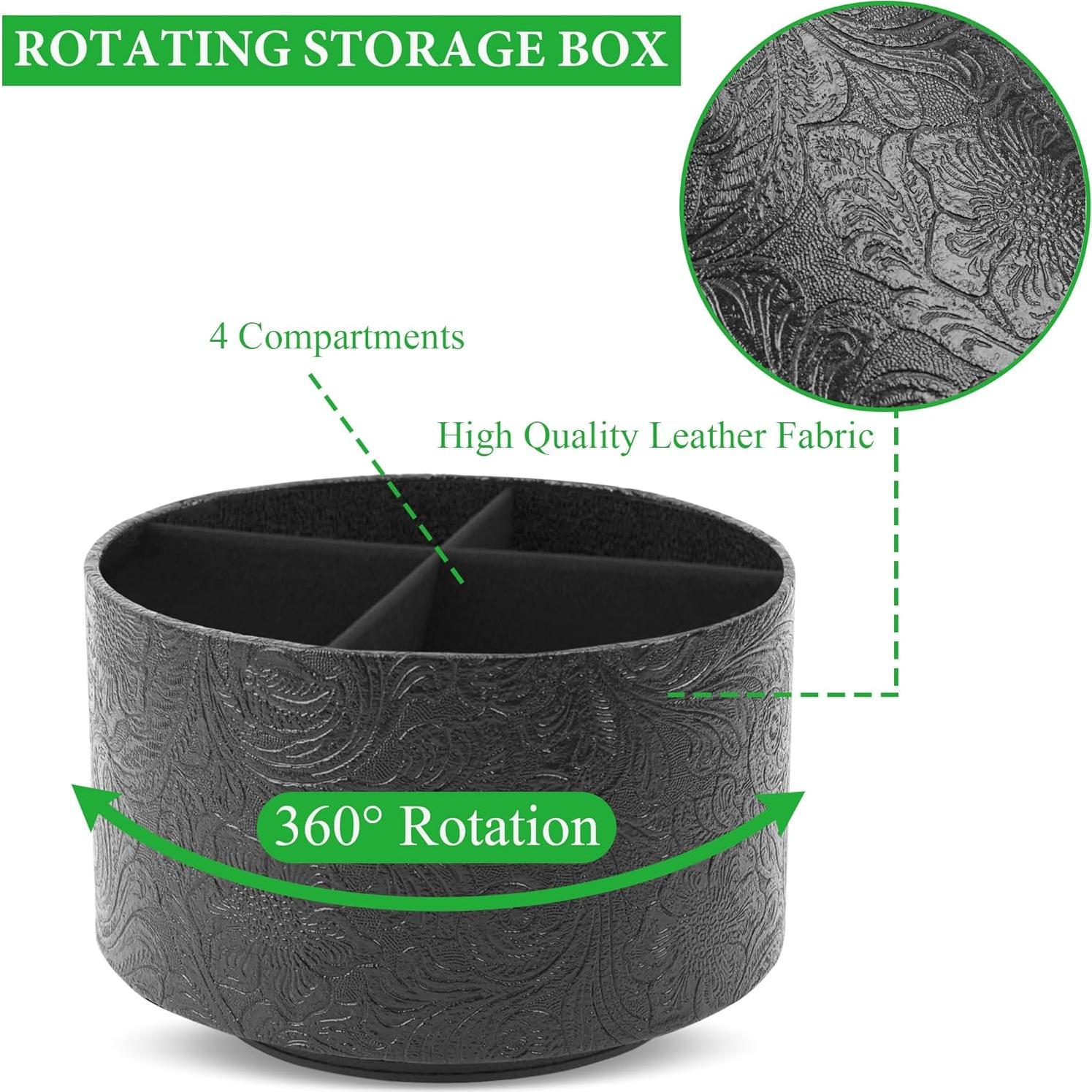 Organizador de Escritorio Redondo LIZIMANDU Cuero Sintético 4 Compartimentos
