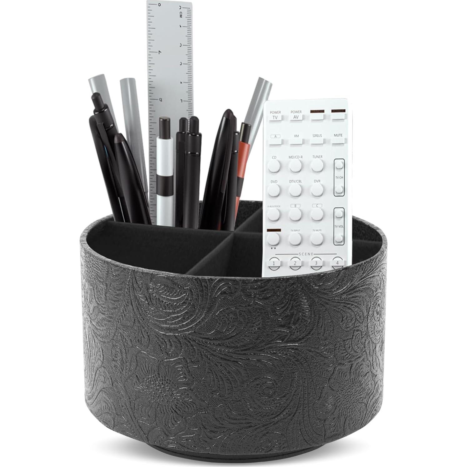 Organizador de Escritorio Redondo LIZIMANDU Cuero Sintético 4 Compartimentos