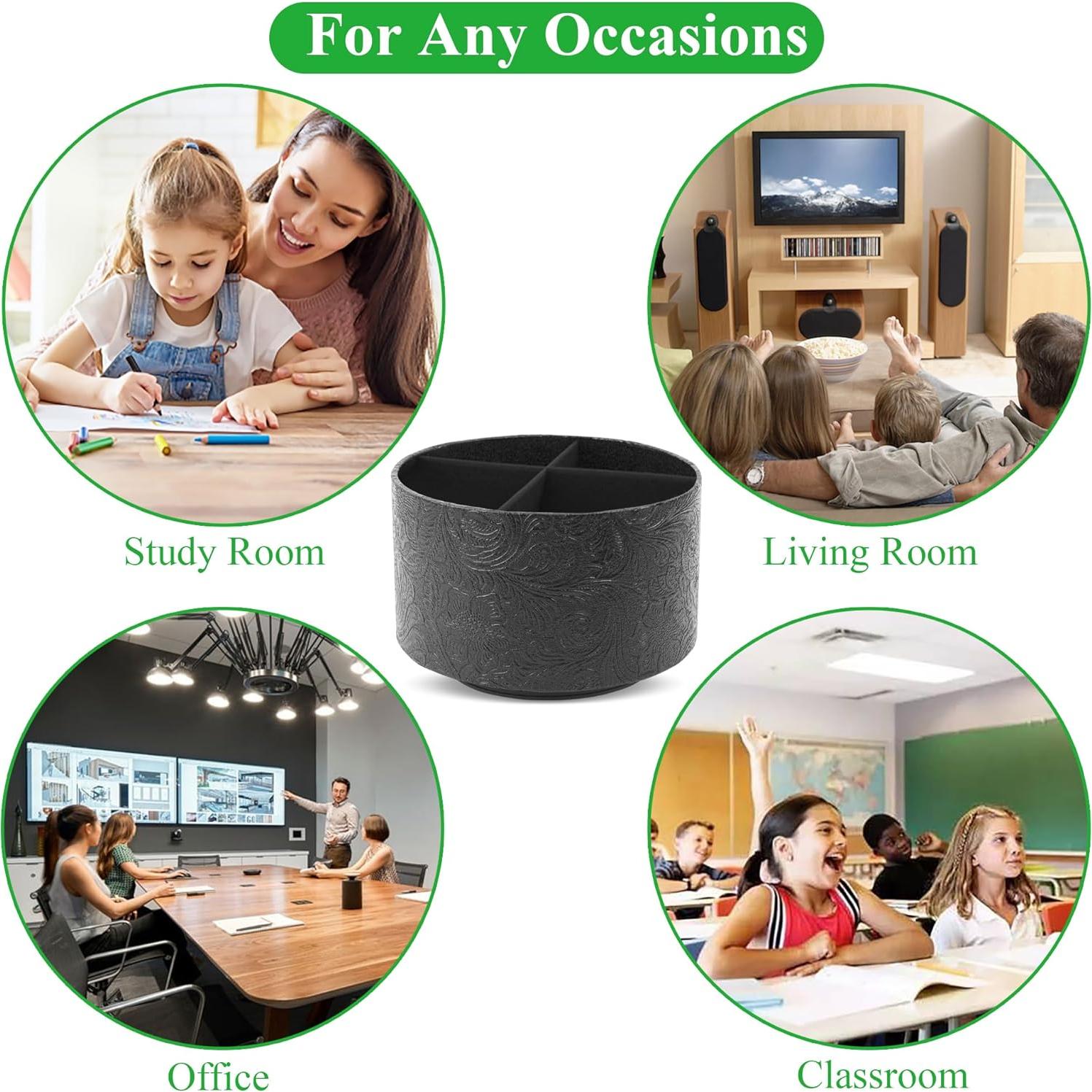 Organizador de Escritorio Redondo LIZIMANDU Cuero Sintético 4 Compartimentos