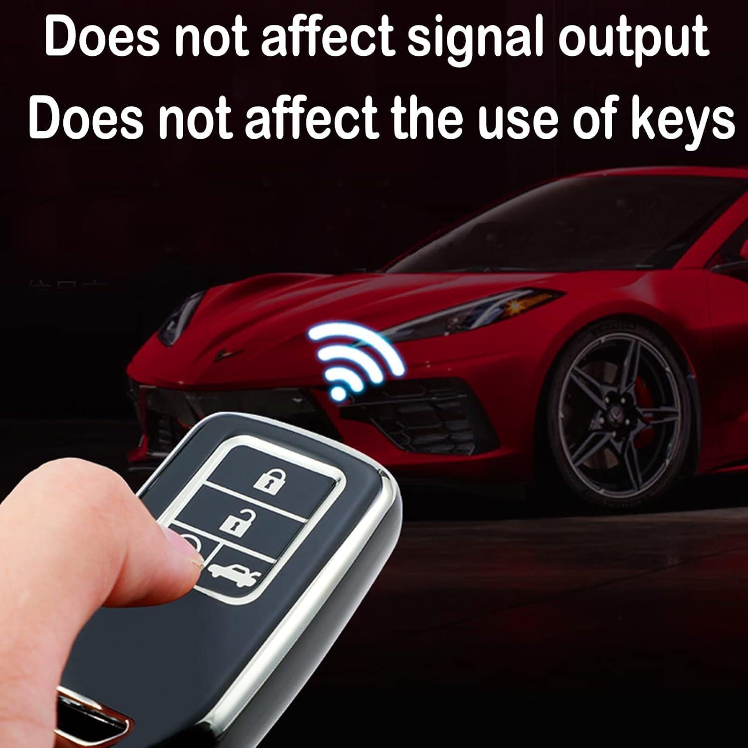 Funda de Llave Honda 5 Botones TPU y Llavero de Cuero Negro